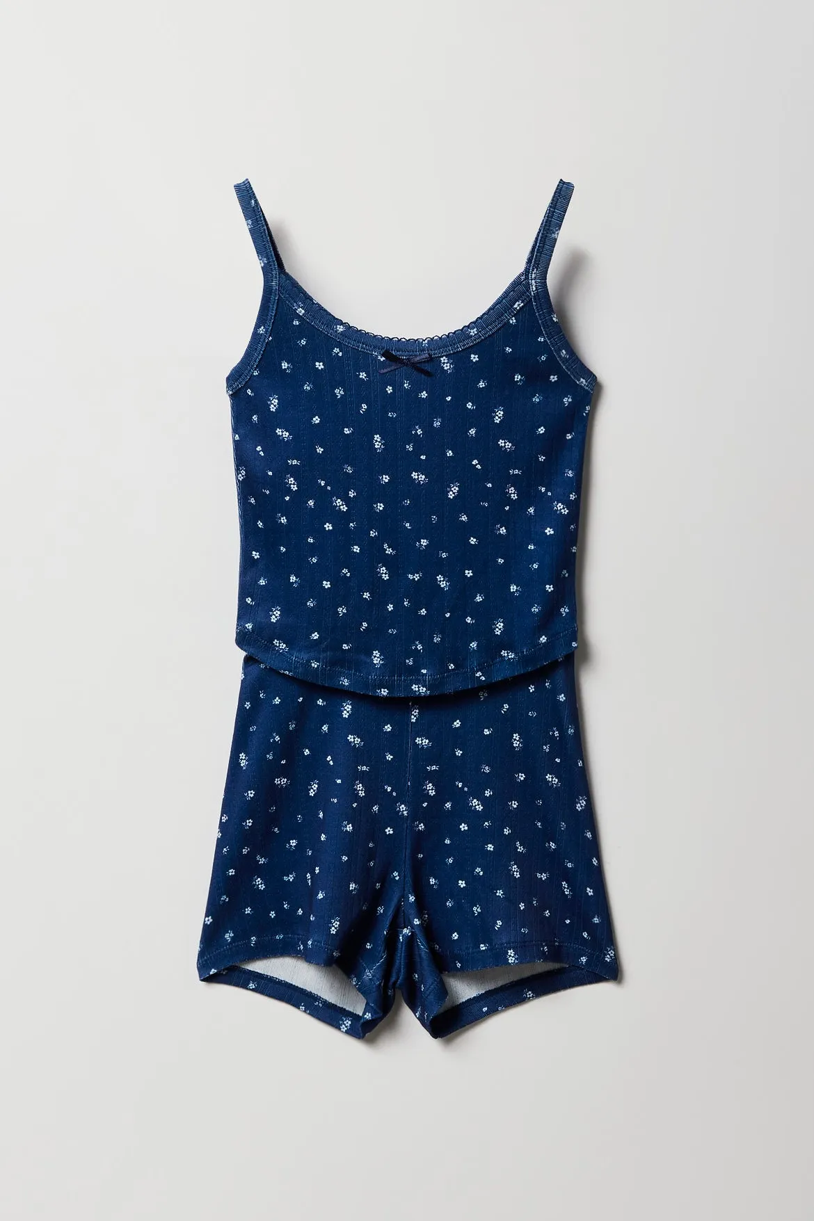 Girls Pointelle Knit Tank & Short 2 Piece Pajama Set