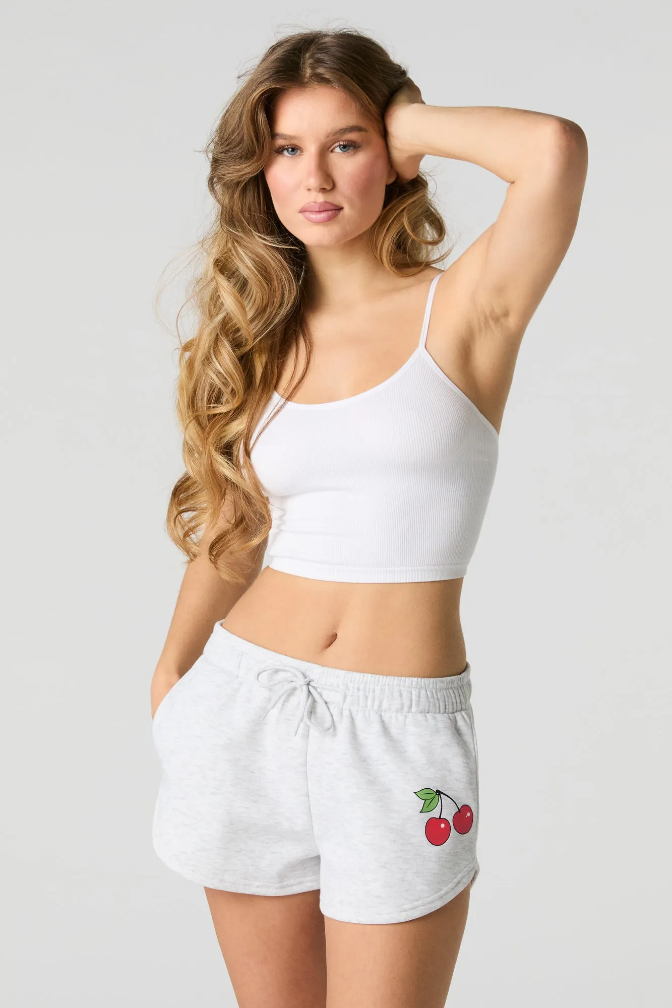 Graphic Fleece Drawstring Dolphin Short