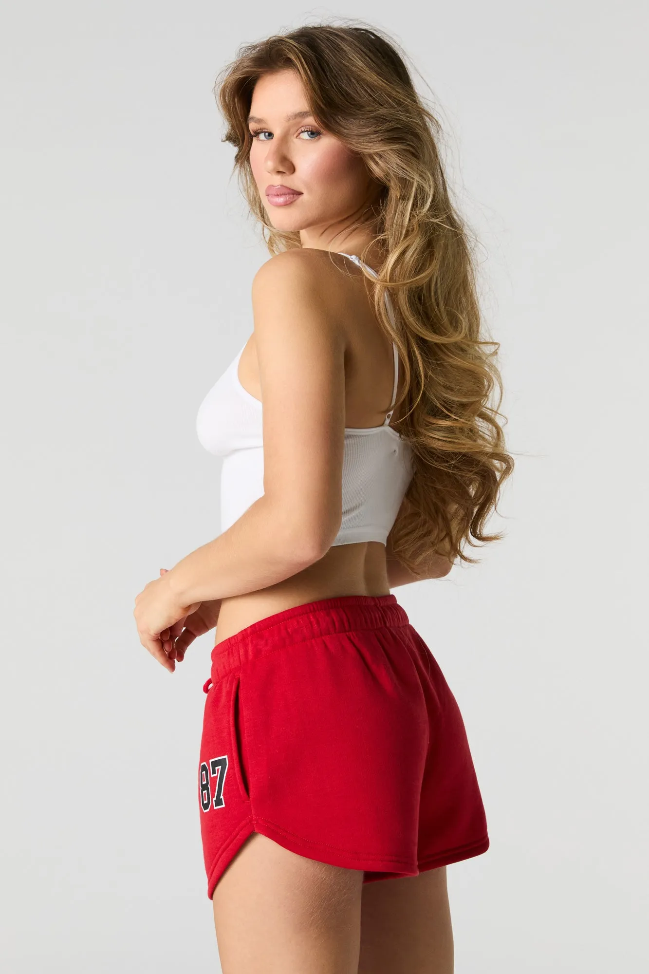 Graphic Fleece Drawstring Dolphin Short