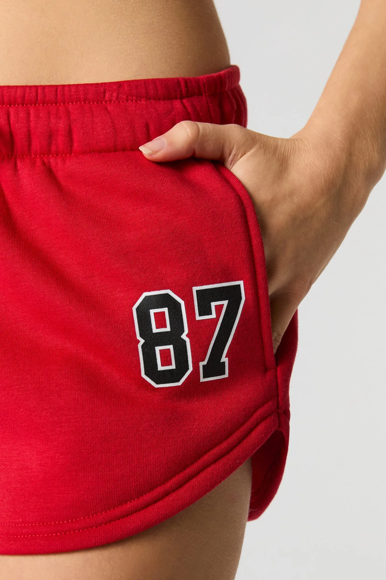 Graphic Fleece Drawstring Dolphin Short