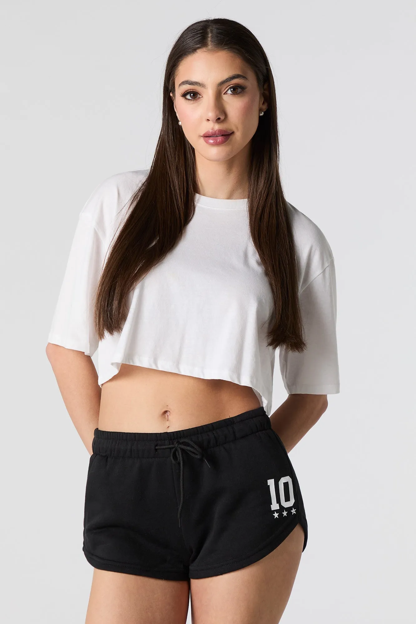 Graphic Fleece Drawstring Dolphin Short