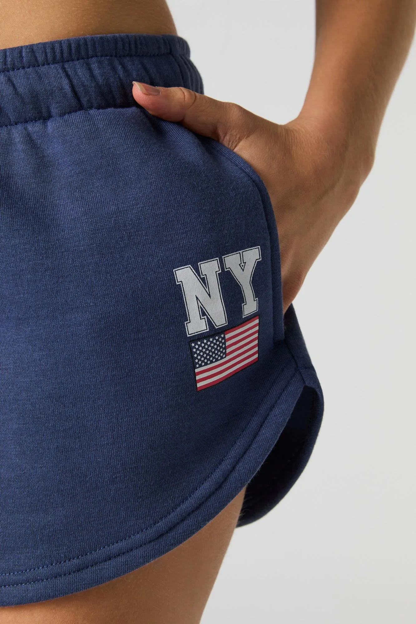 Graphic Fleece Drawstring Dolphin Short