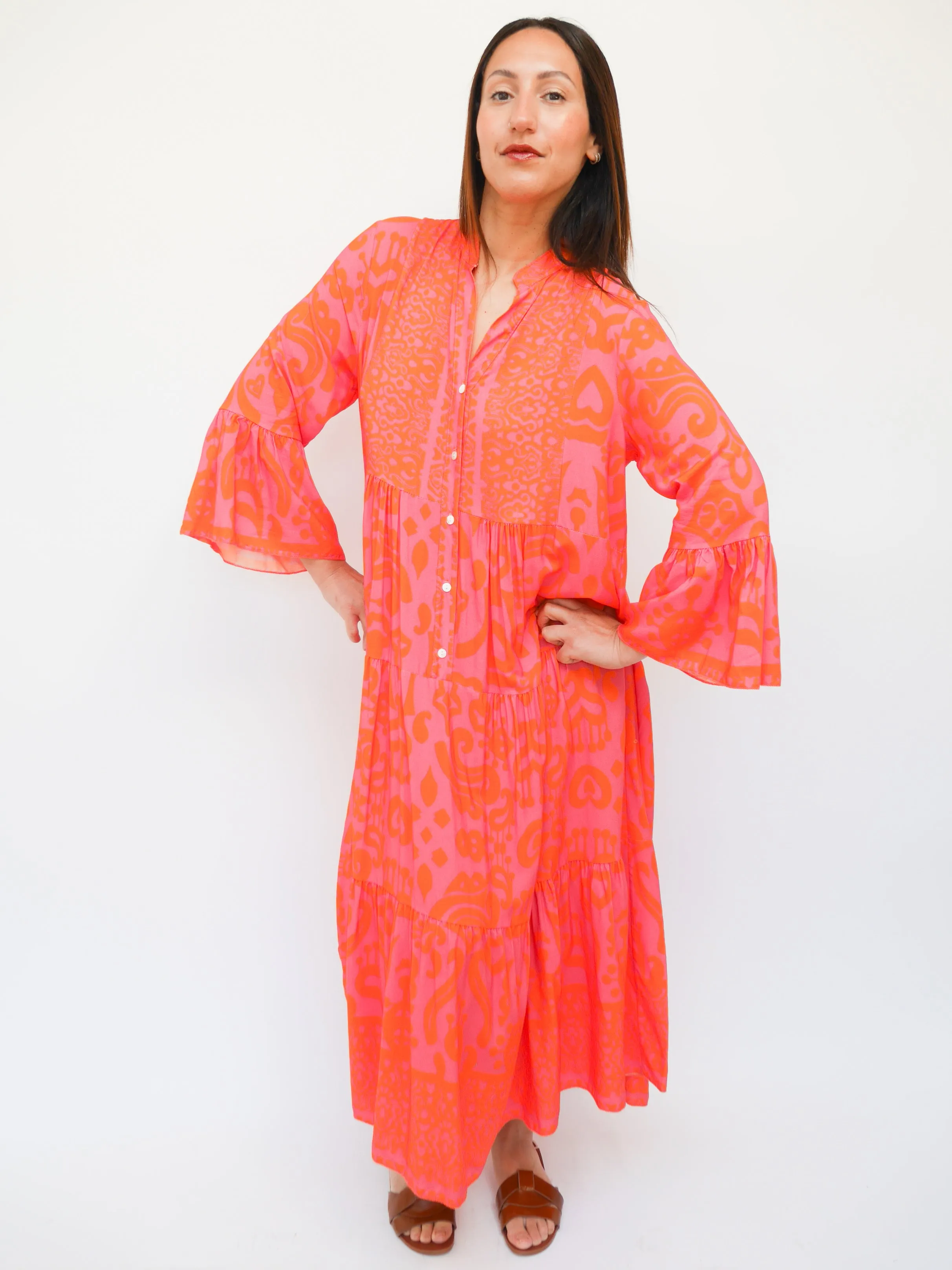 Helena Dress Fuchsia & Orange