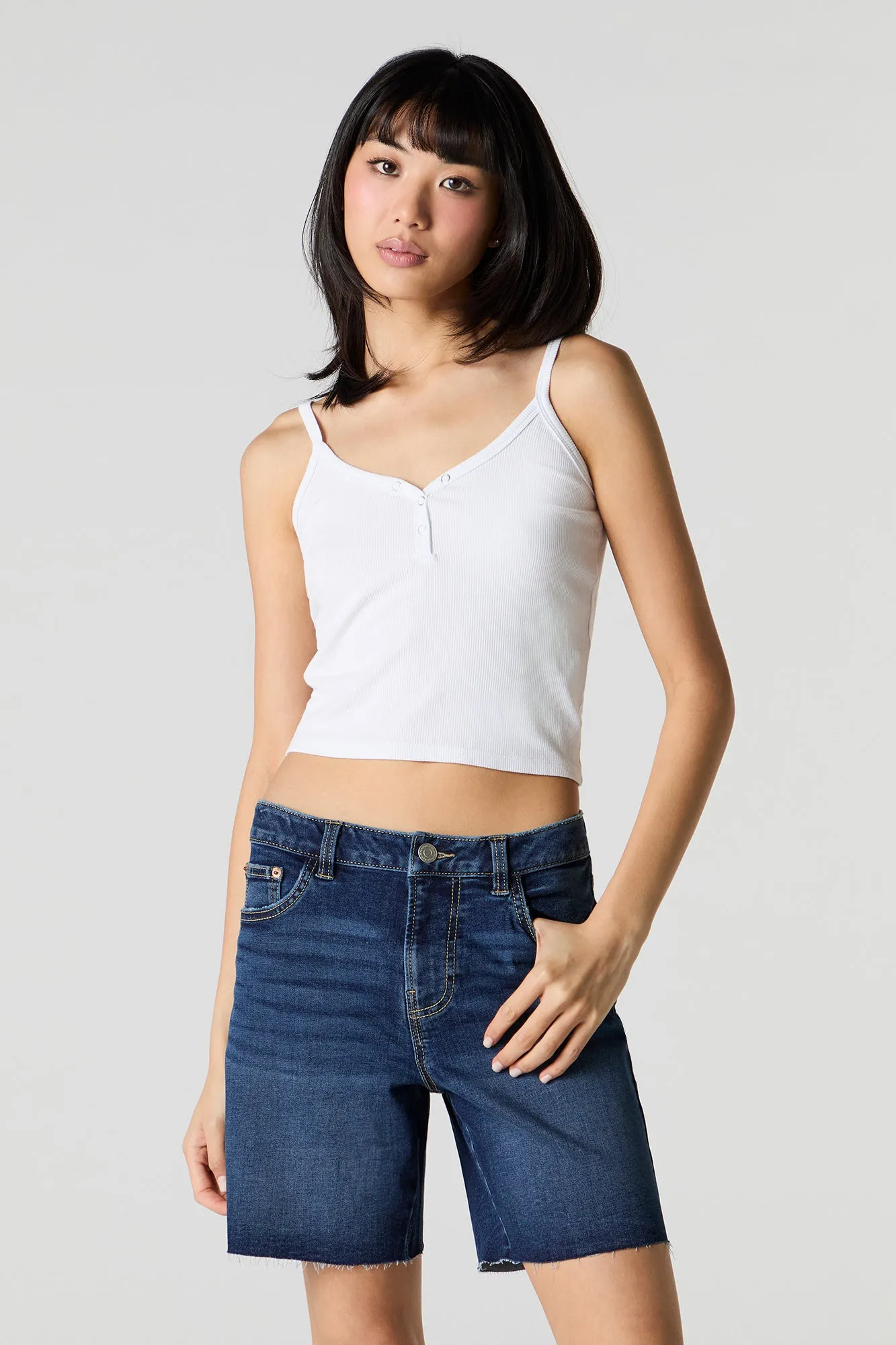 High Rise Longline Denim Short