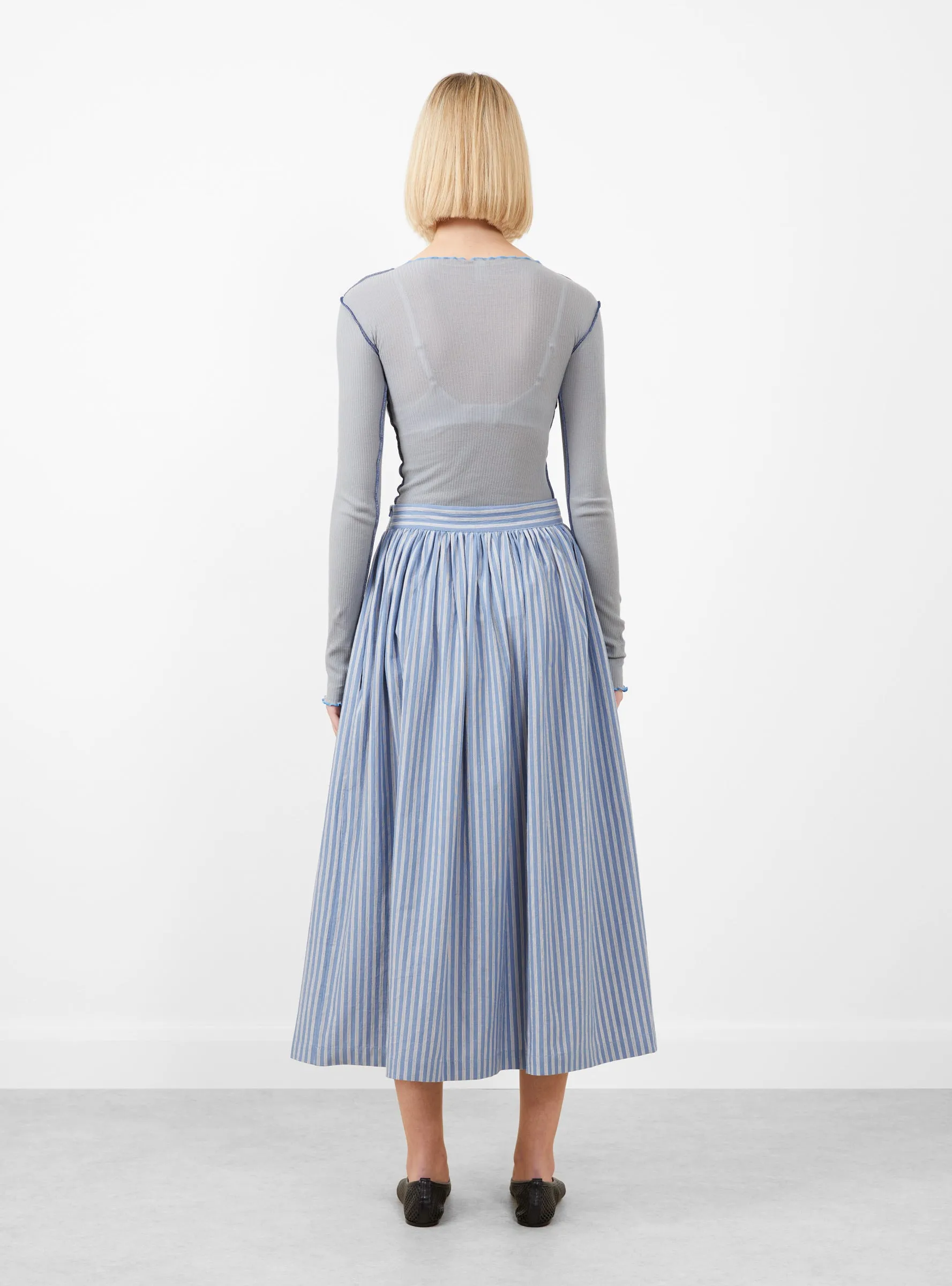 Japanese Striped Cotton Panel Skirt Blue, White and Navy