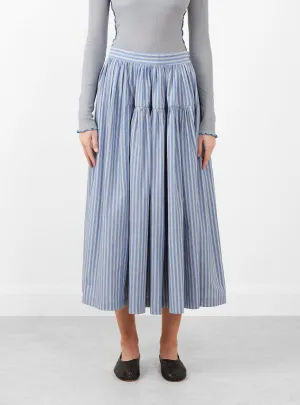 Japanese Striped Cotton Panel Skirt Blue, White and Navy