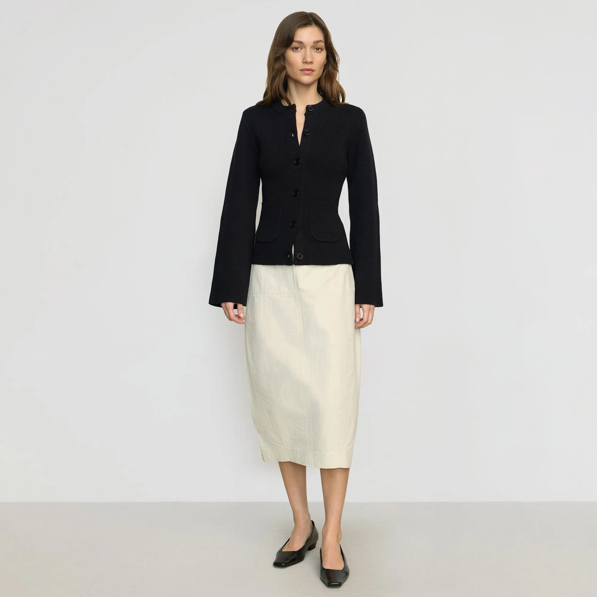 Jarmaine Back-Slit Barrel Skirt