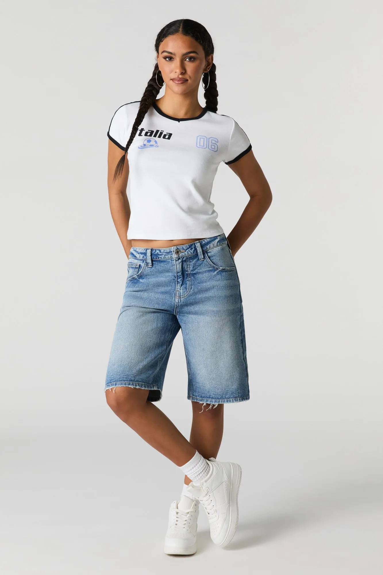 Jean-short délavé moyen vintage