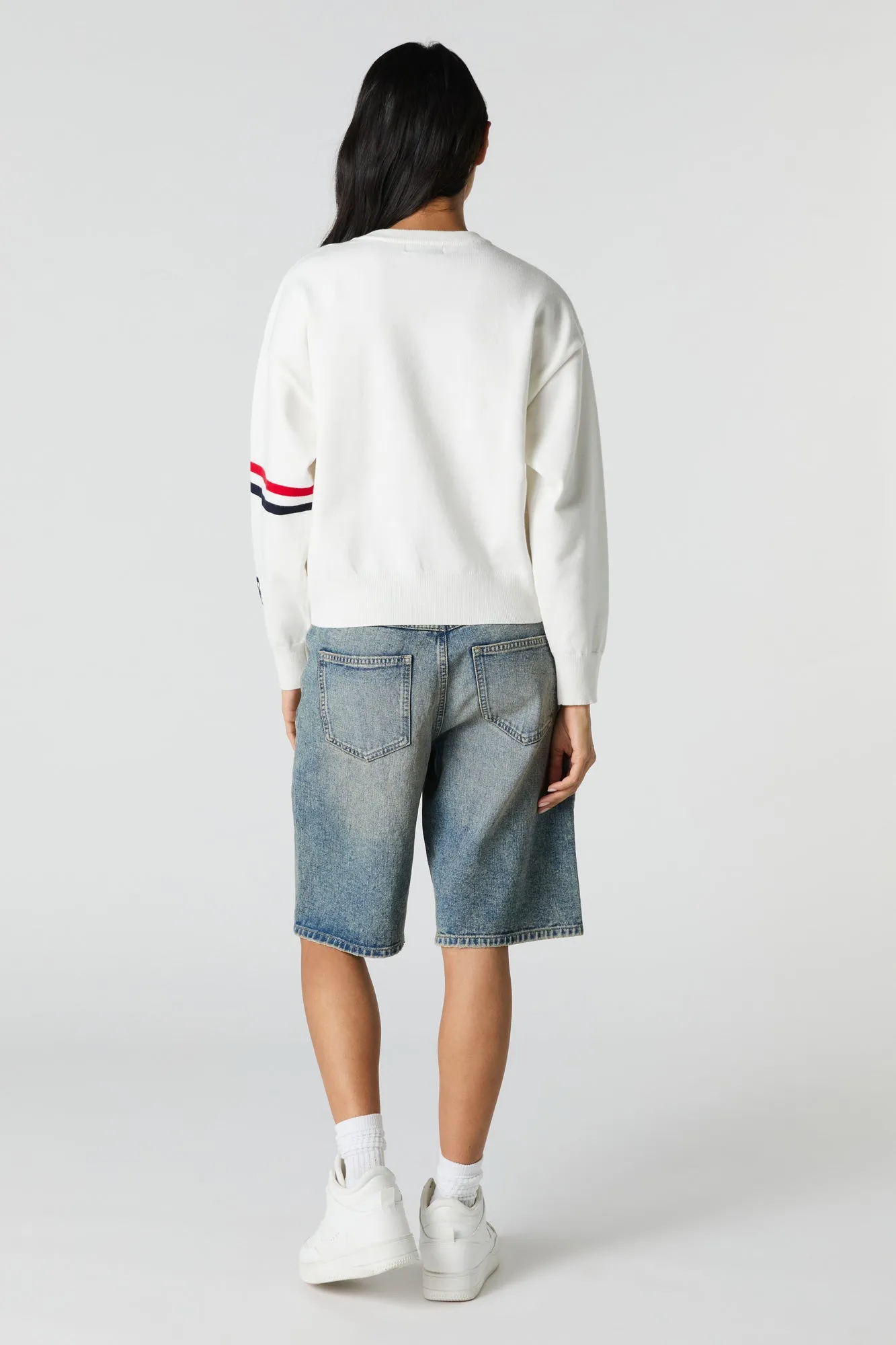 Jean-short en denim délavé moyen vintage