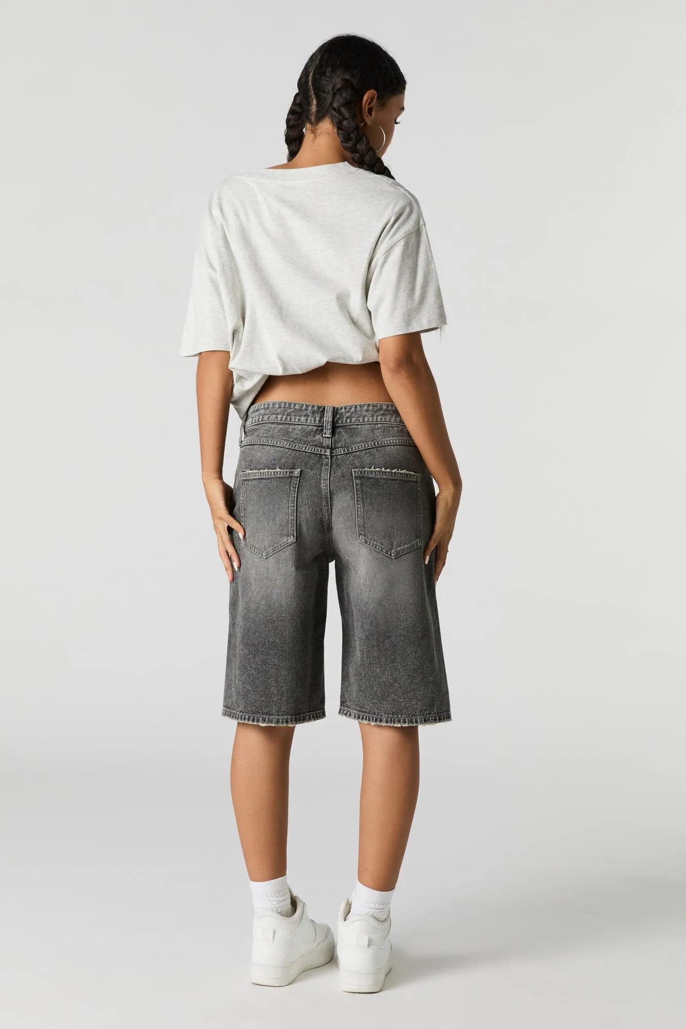 Jean-short gris vintage