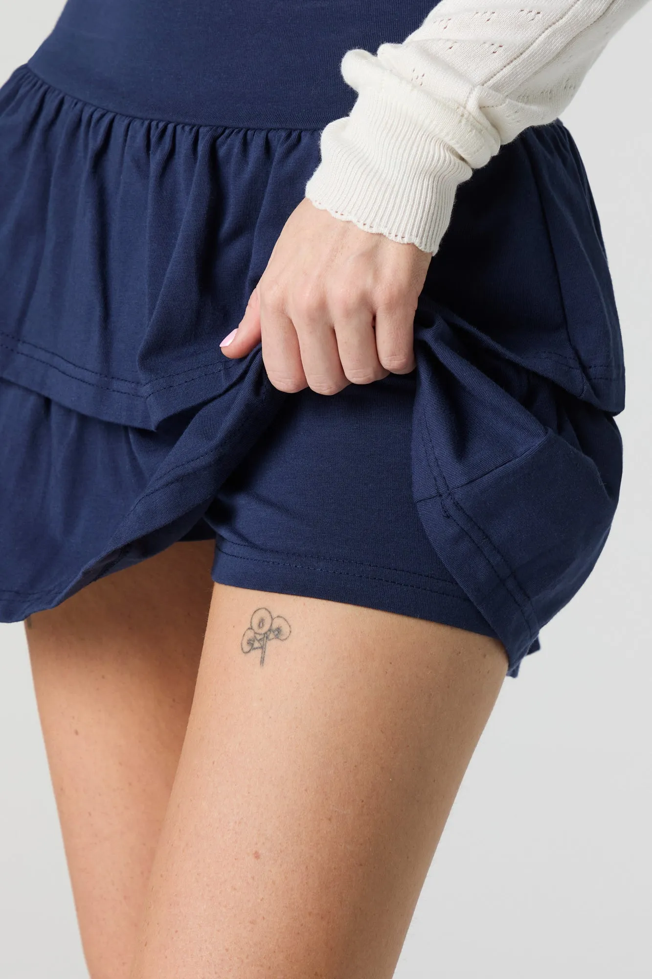Jersey Ruffled Tiered Mini Skort