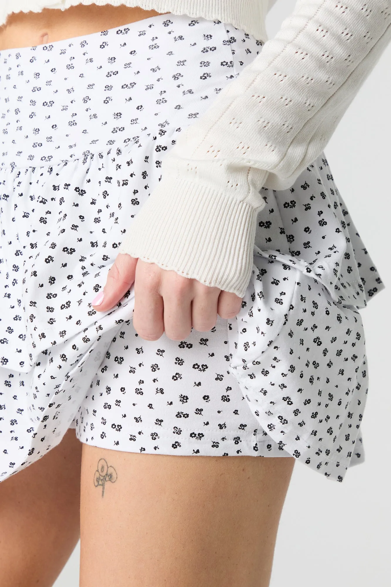 Jersey Ruffled Tiered Mini Skort