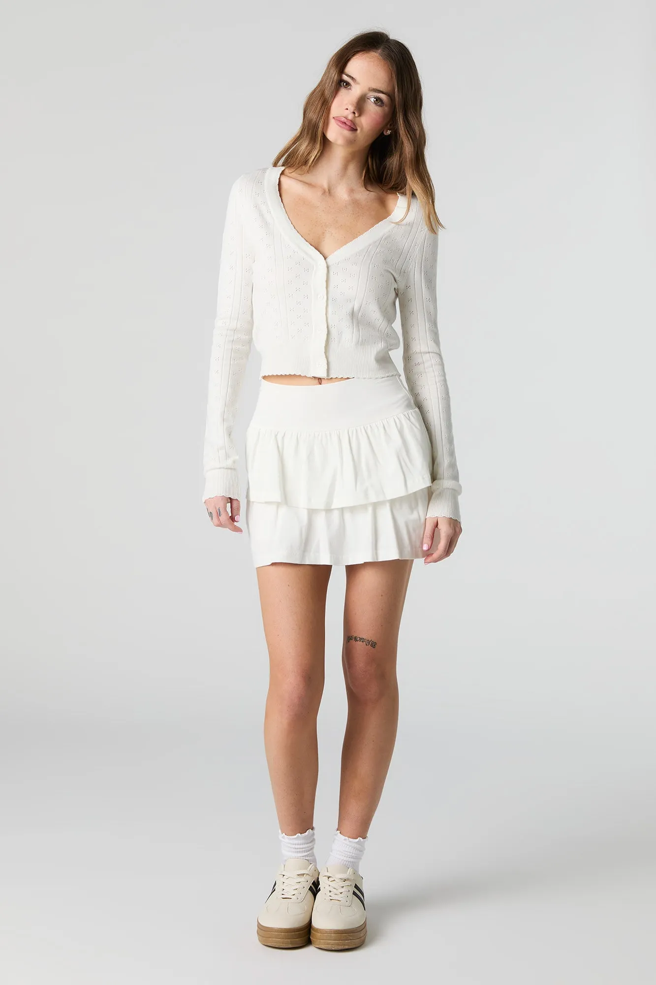 Jersey Ruffled Tiered Mini Skort