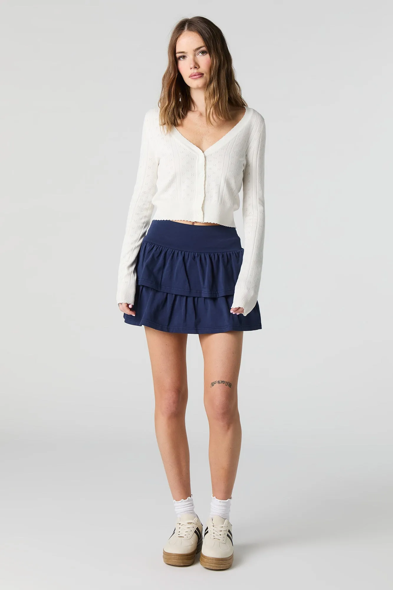 Jersey Ruffled Tiered Mini Skort