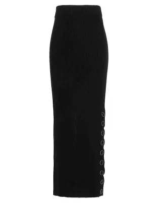 Jil Sander Button Detailed Ribbed Knit Maxi Skirt