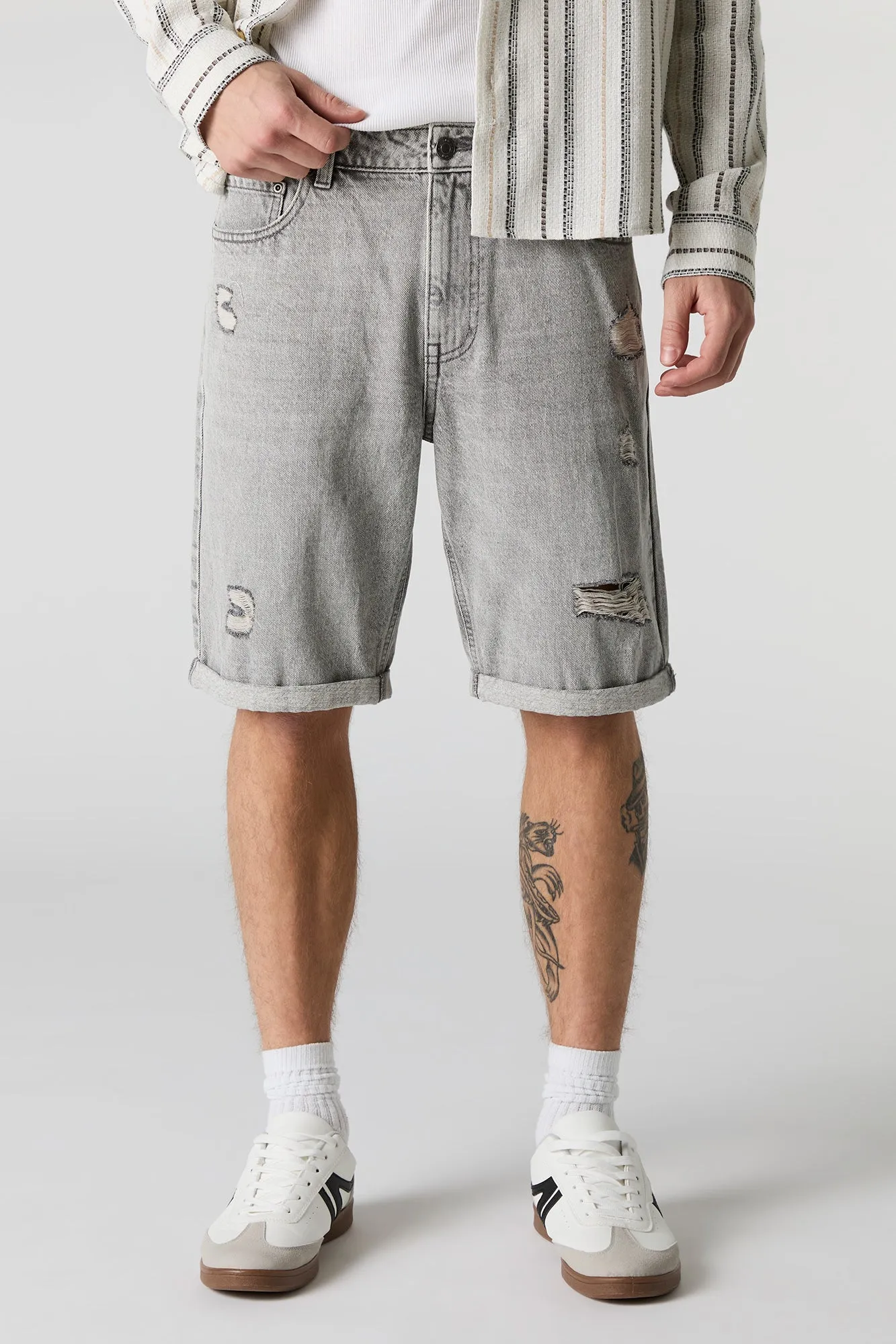 Jort en denim d'aspect usé