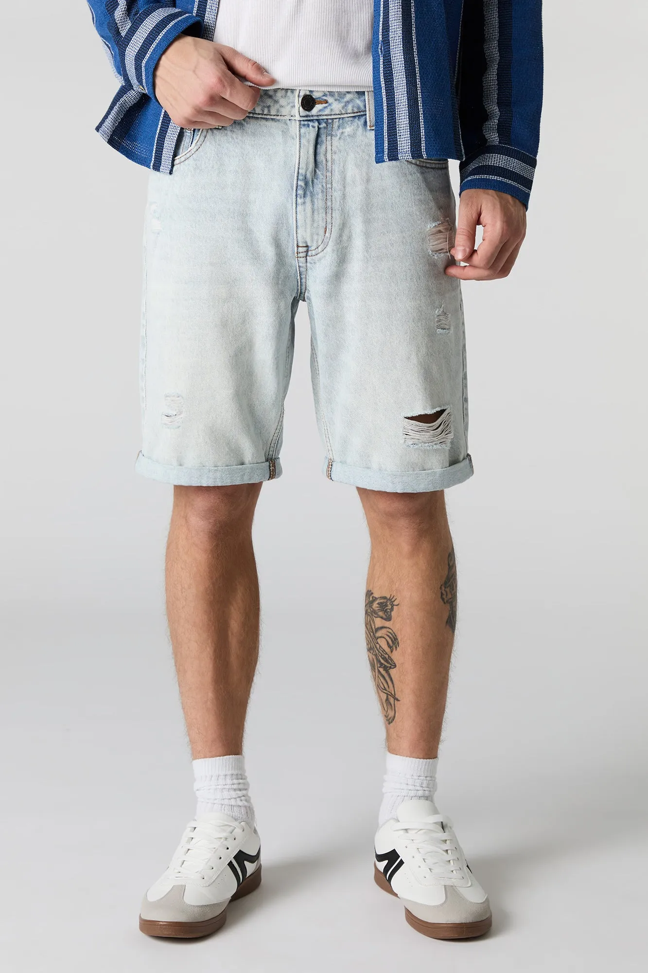 Jort en denim d'aspect usé