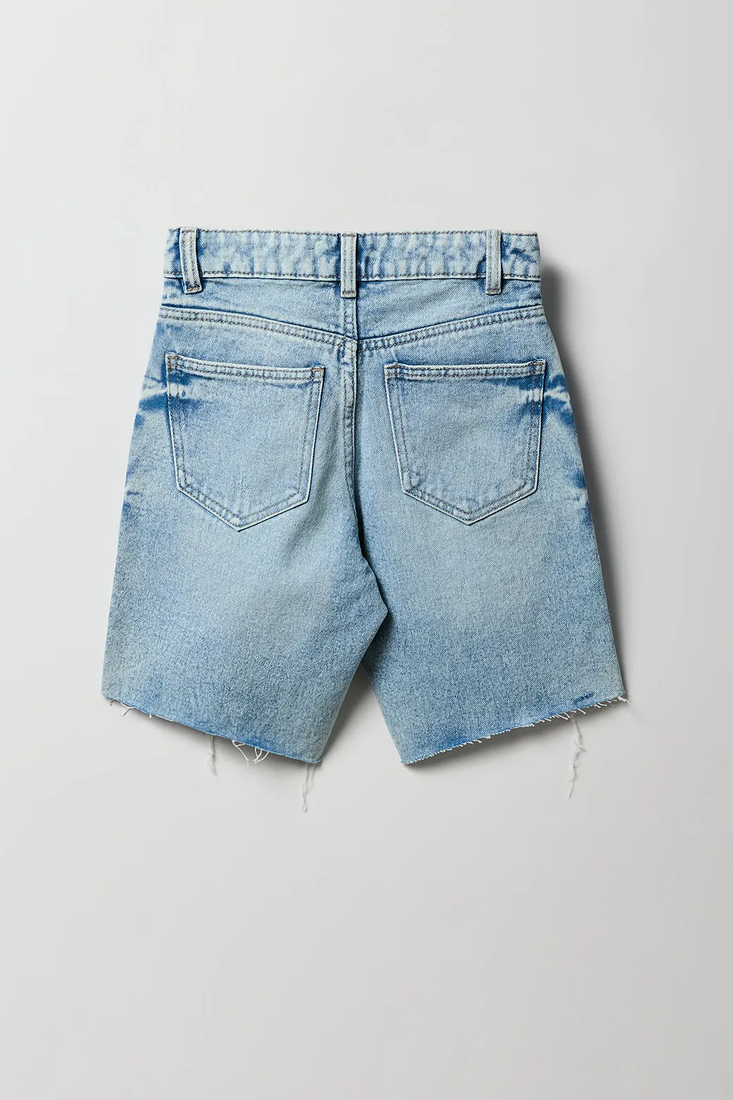 Jort mi-taille d'aspect usé à ourlet brut pour fille