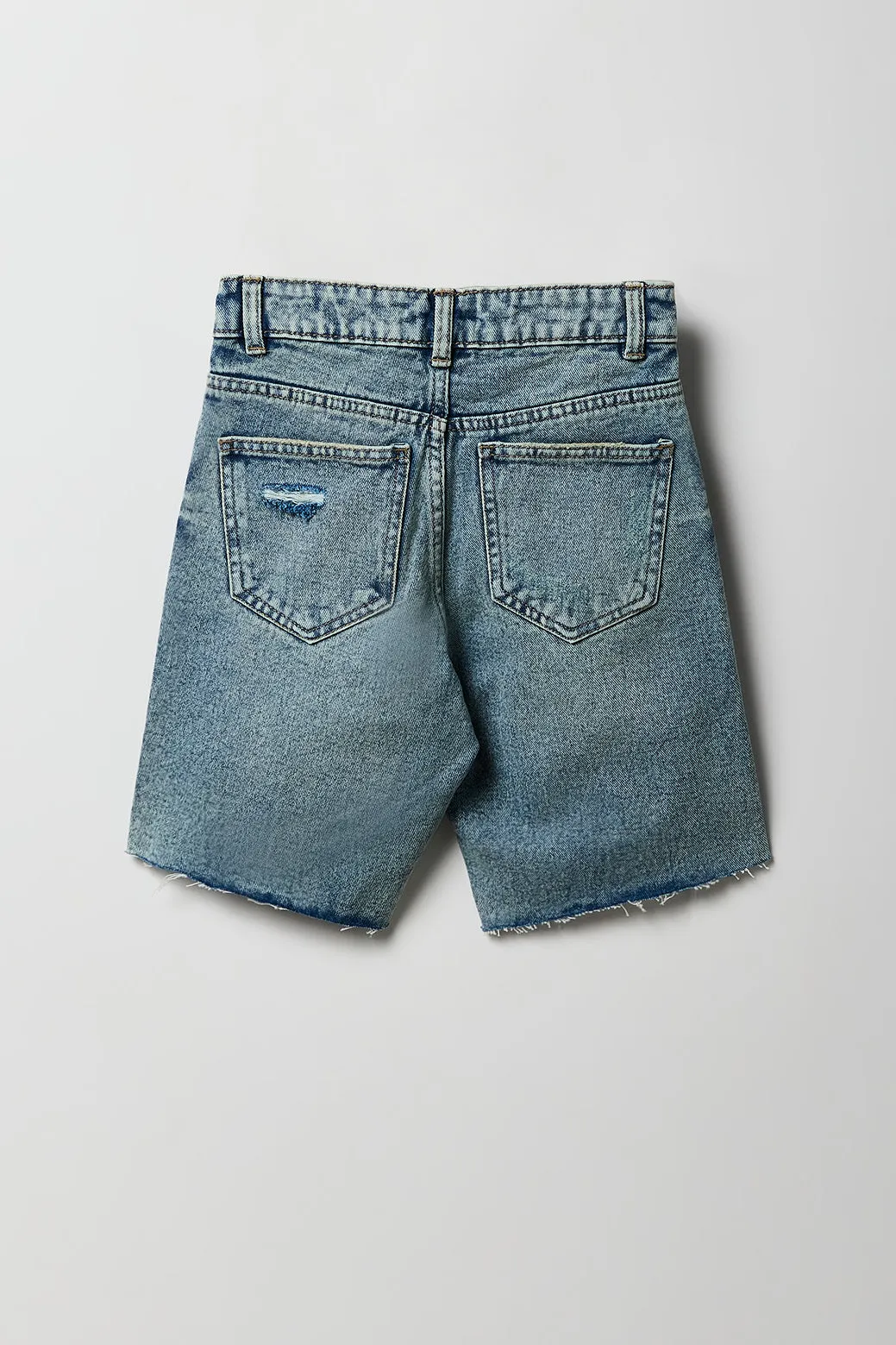 Jort mi-taille d'aspect usé à ourlet brut pour fille