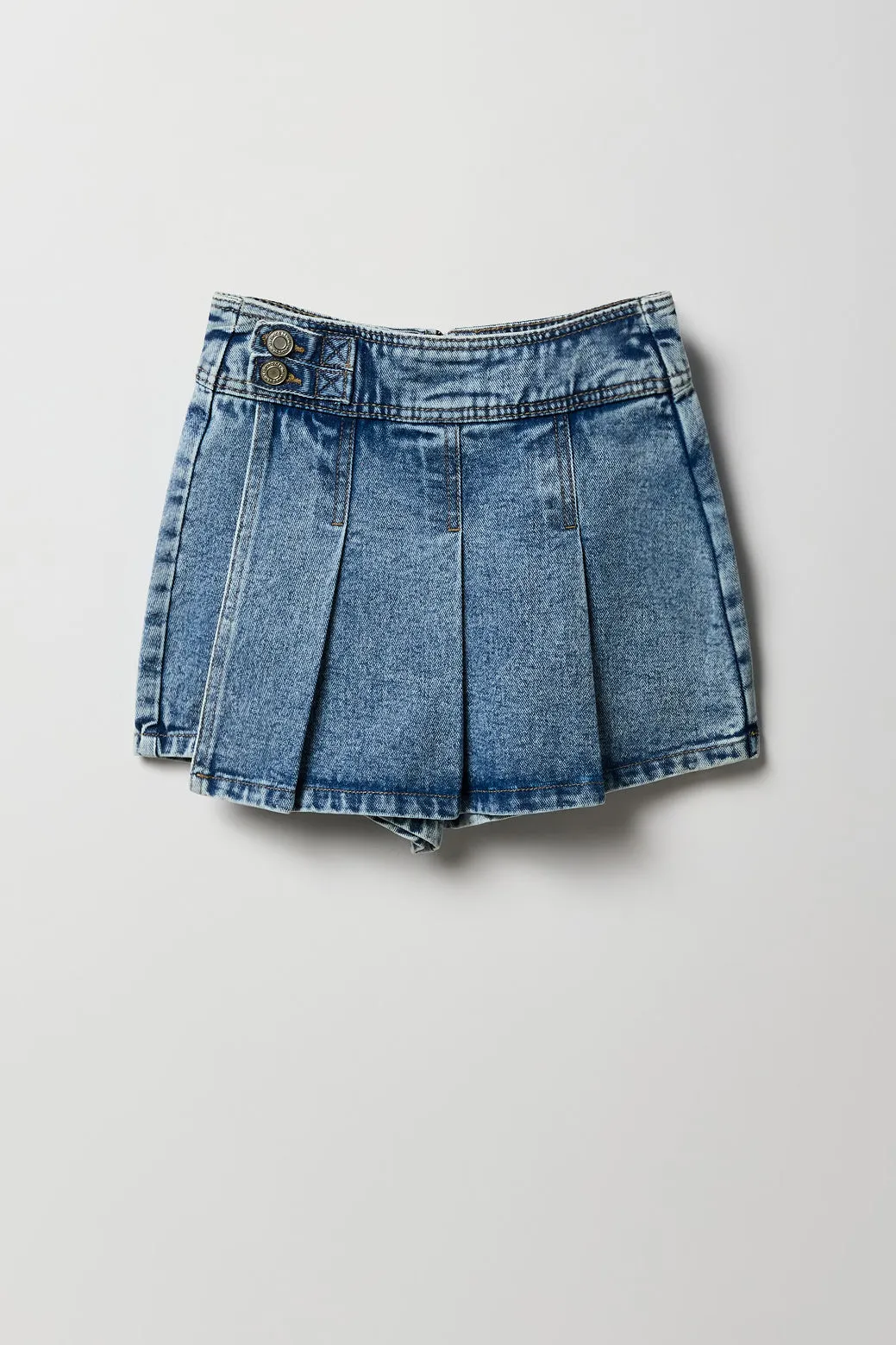 Jupe-short en denim plissé pour fille