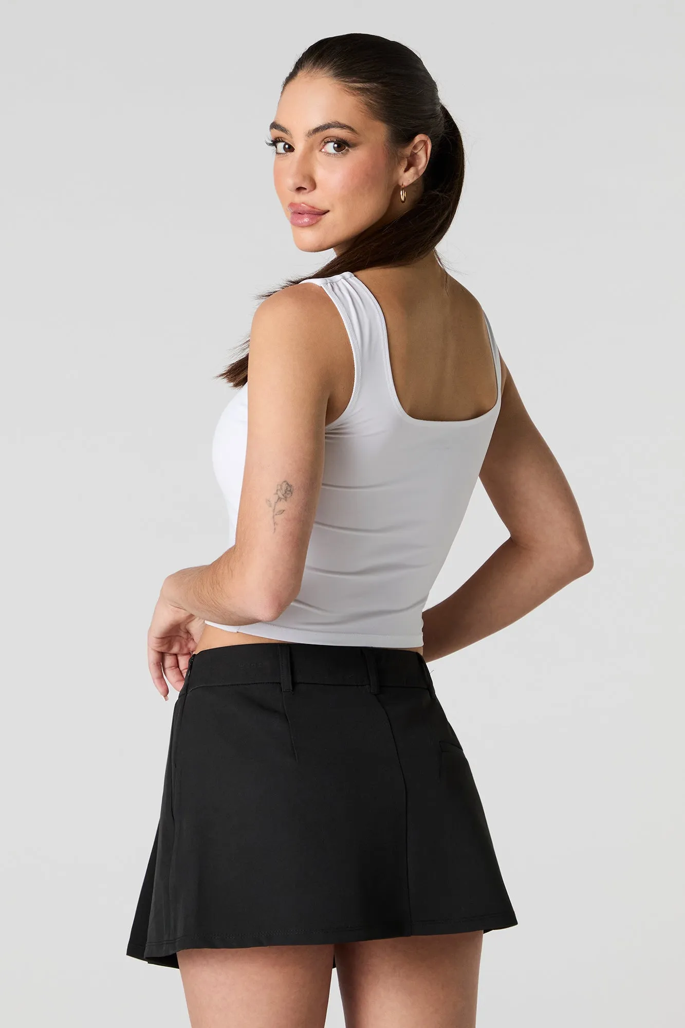 Jupe-short plissée à taille coulissante