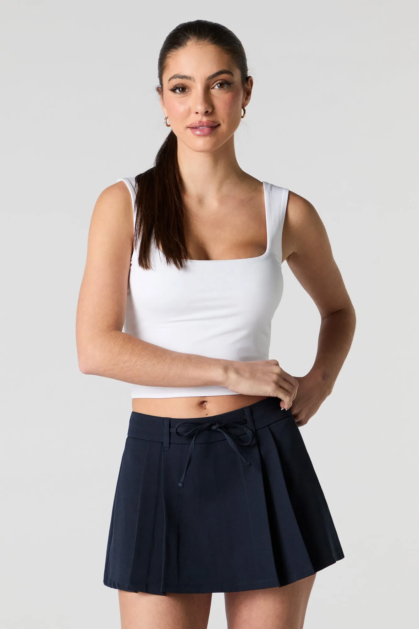 Jupe-short plissée à taille coulissante