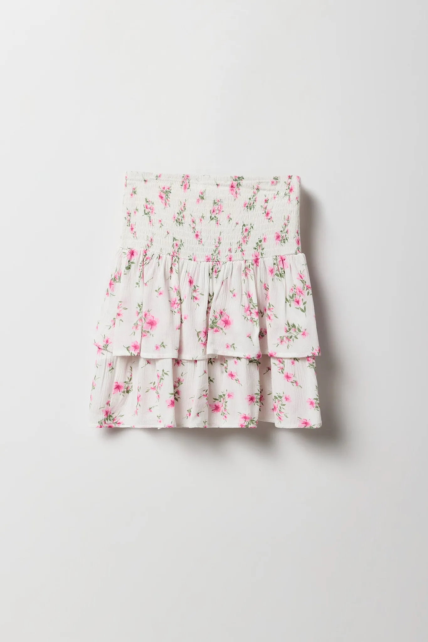 Jupe-short volantée smockée fleurie pour fille