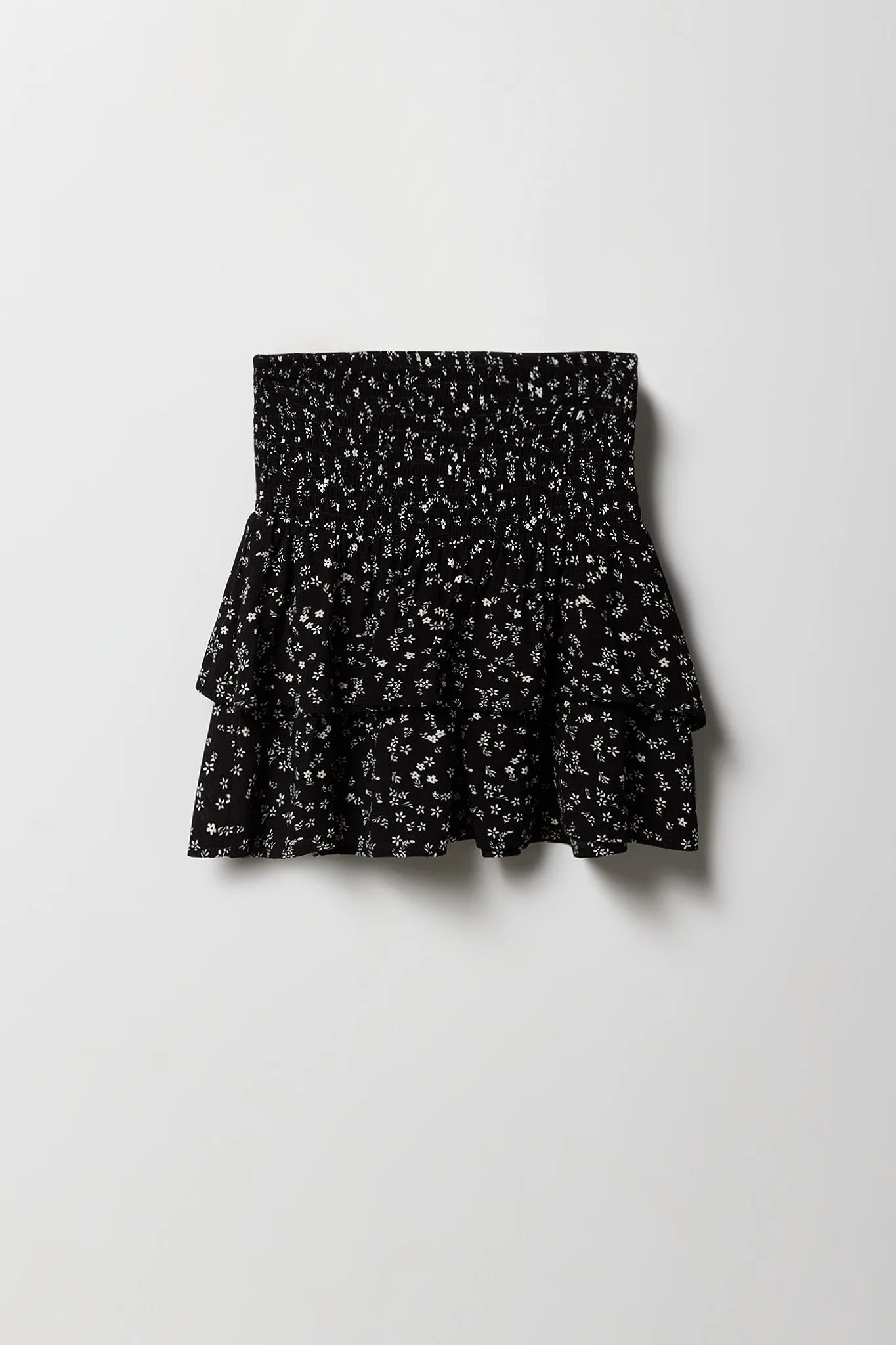 Jupe-short volantée smockée fleurie pour fille
