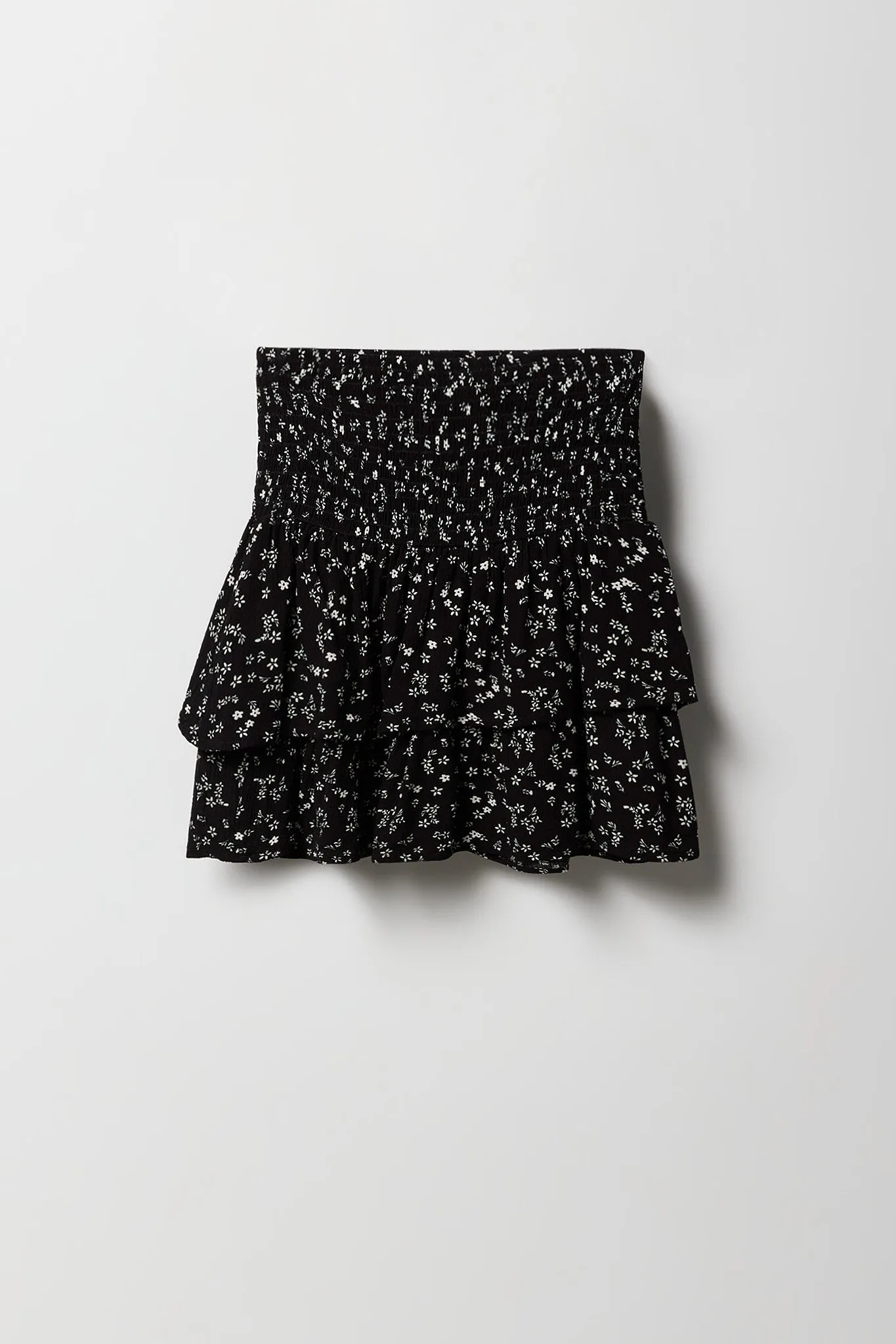 Jupe-short volantée smockée fleurie pour fille