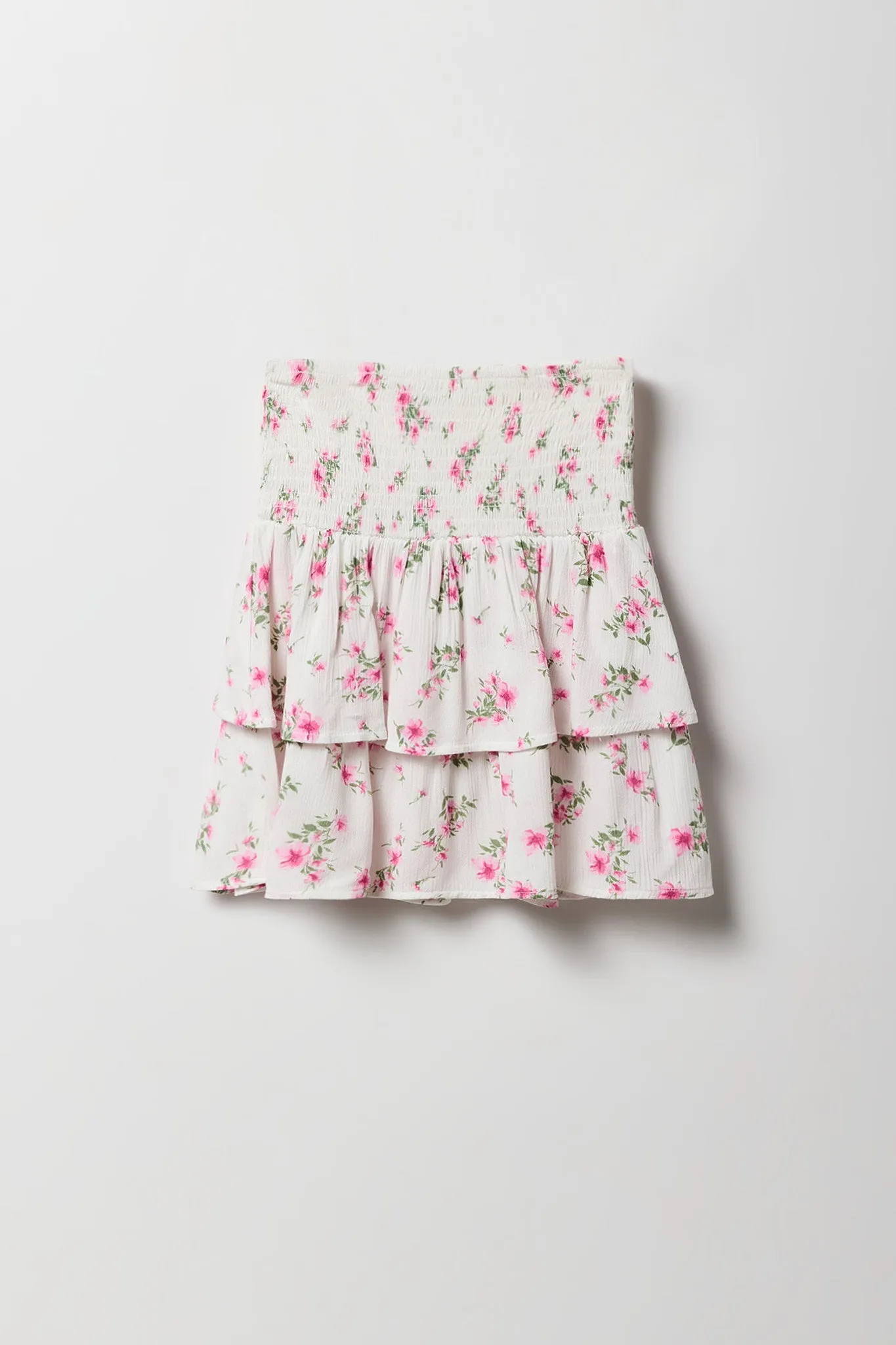 Jupe-short volantée smockée fleurie pour fille