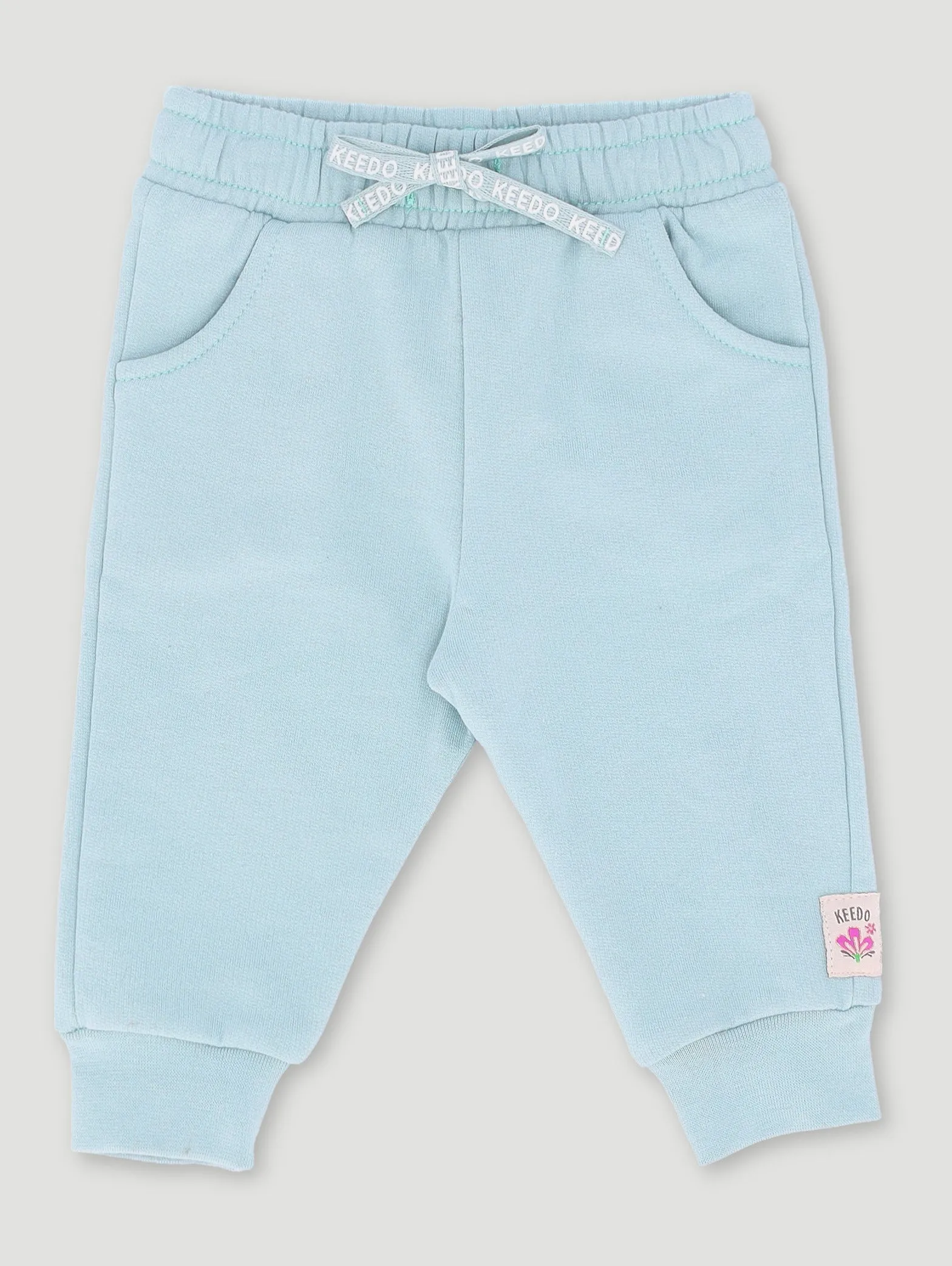 Keedo Baby Girls Mint Fleece Logo Jogger