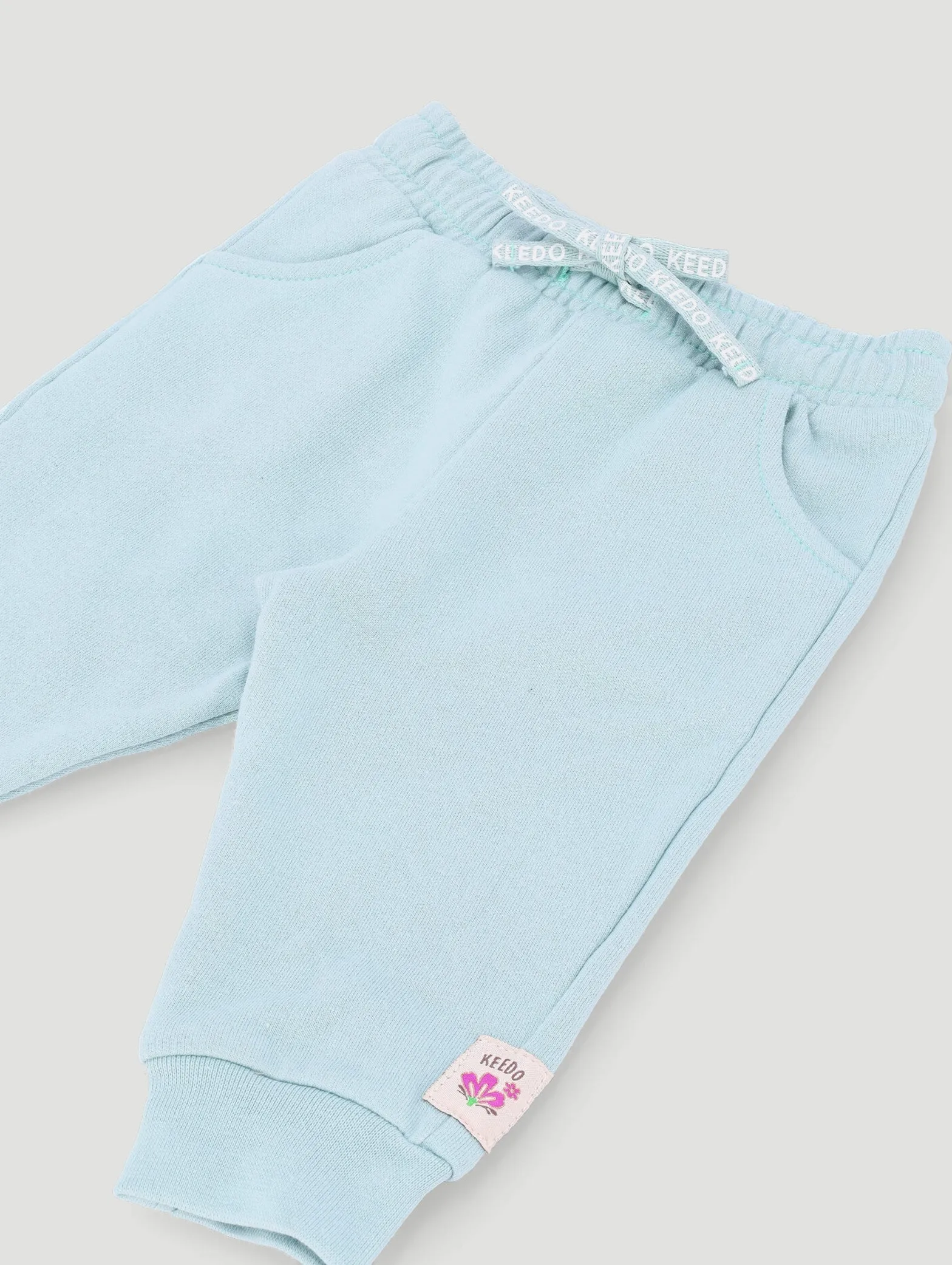 Keedo Baby Girls Mint Fleece Logo Jogger