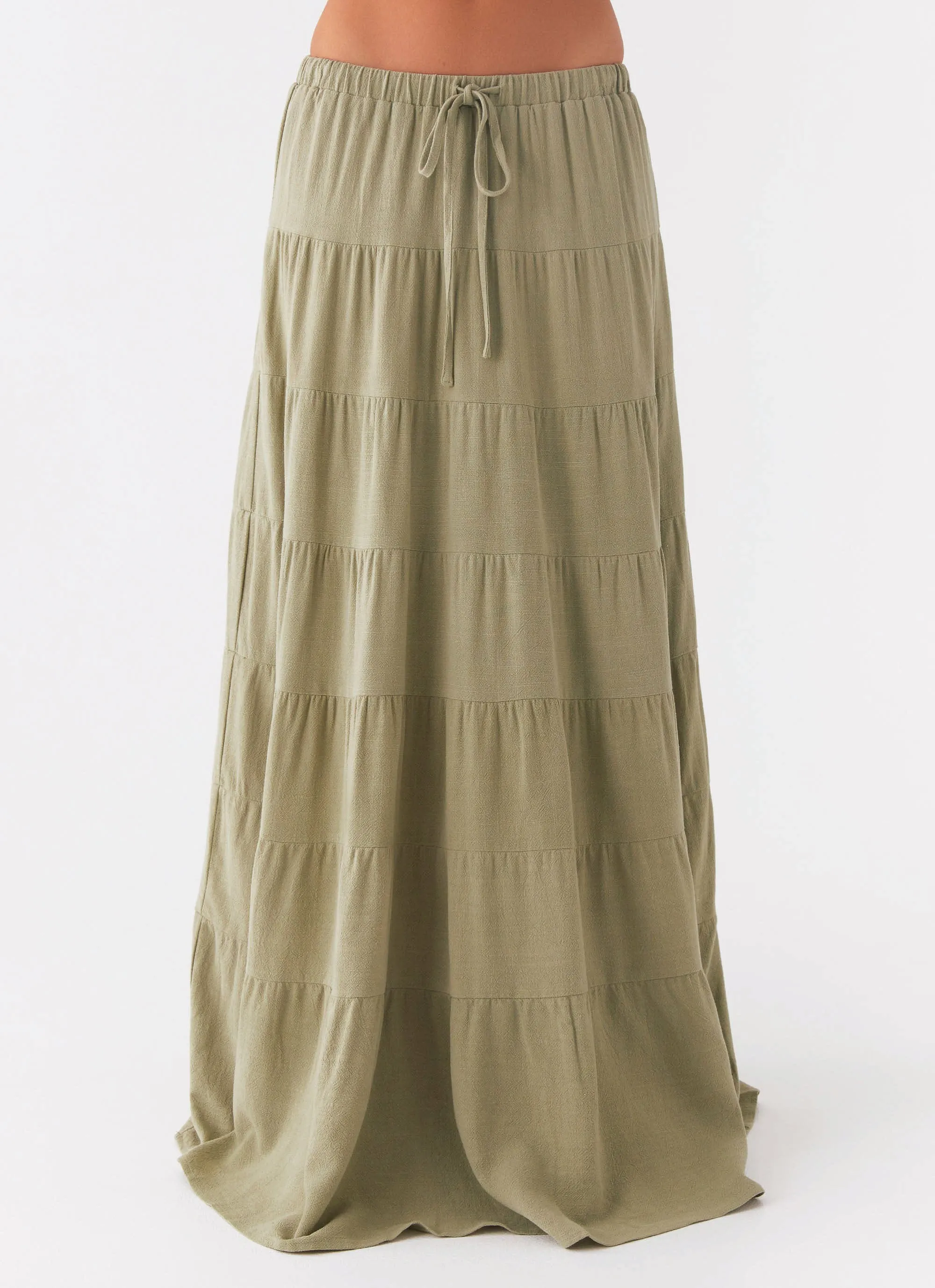 Mariella Linen Maxi Skirt - Sage