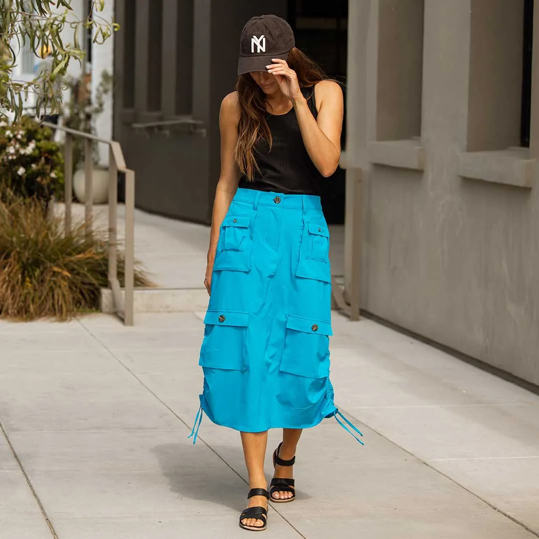 Maxi Cargo Skirt, Cobalt