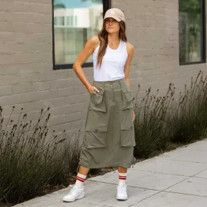 Maxi Cargo Skirt, Olive