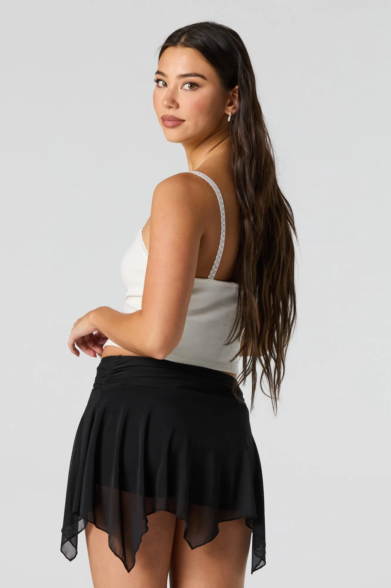 Mesh Asymmetrical Mini Skort