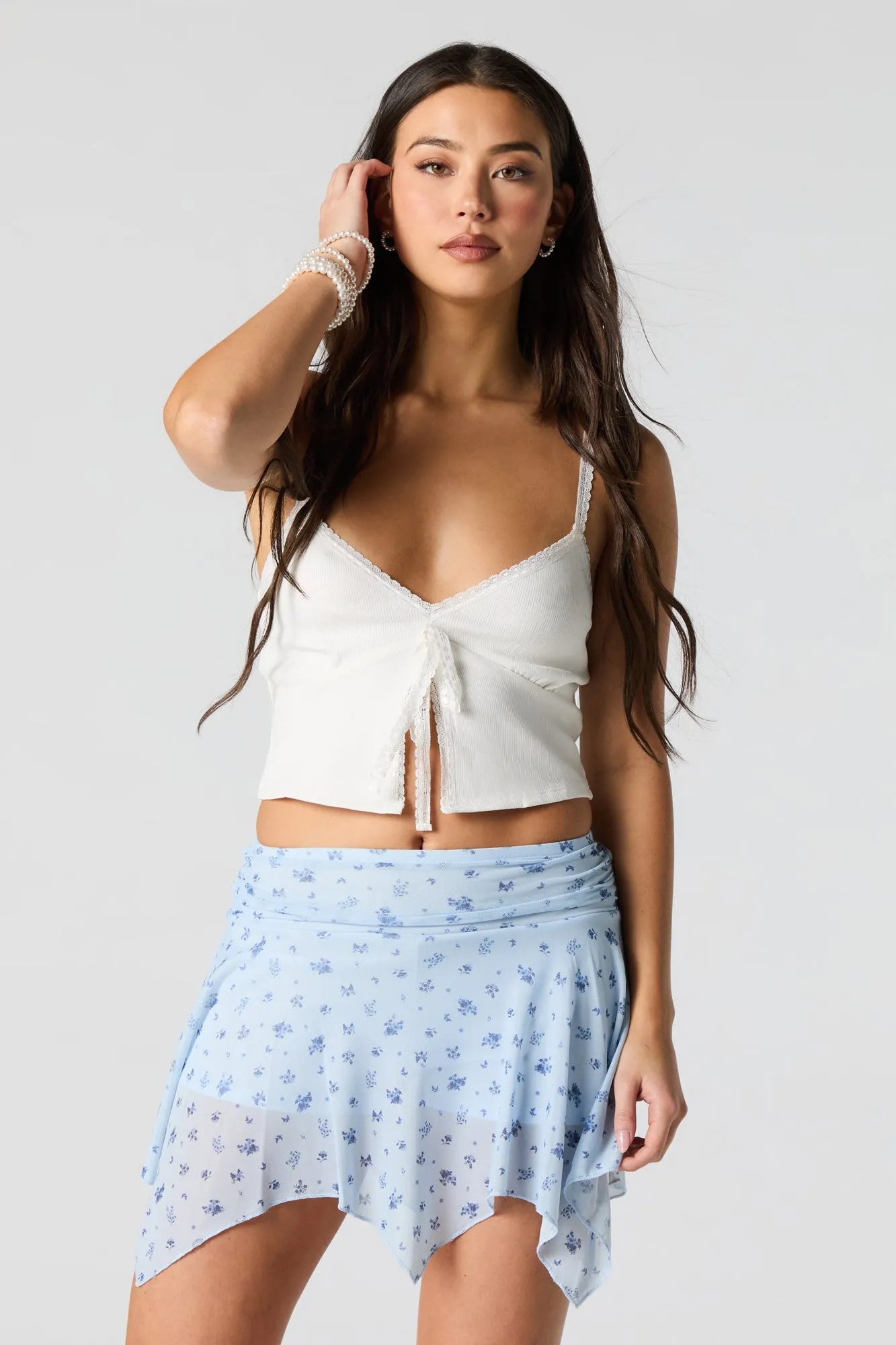 Mesh Asymmetrical Mini Skort