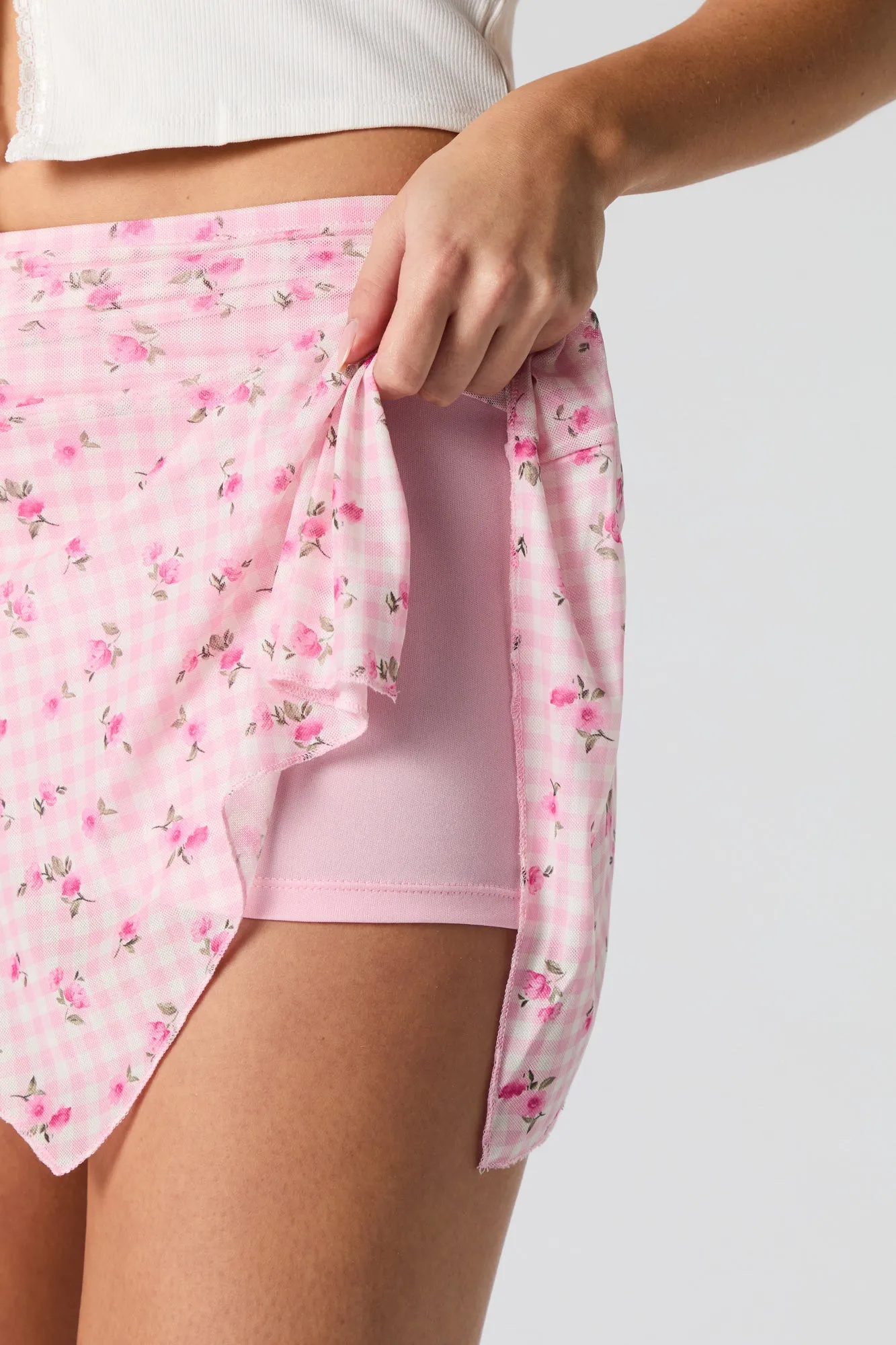 Mesh Asymmetrical Mini Skort
