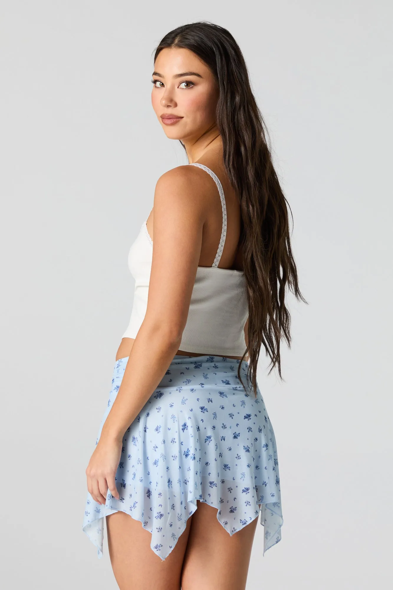 Mesh Asymmetrical Mini Skort
