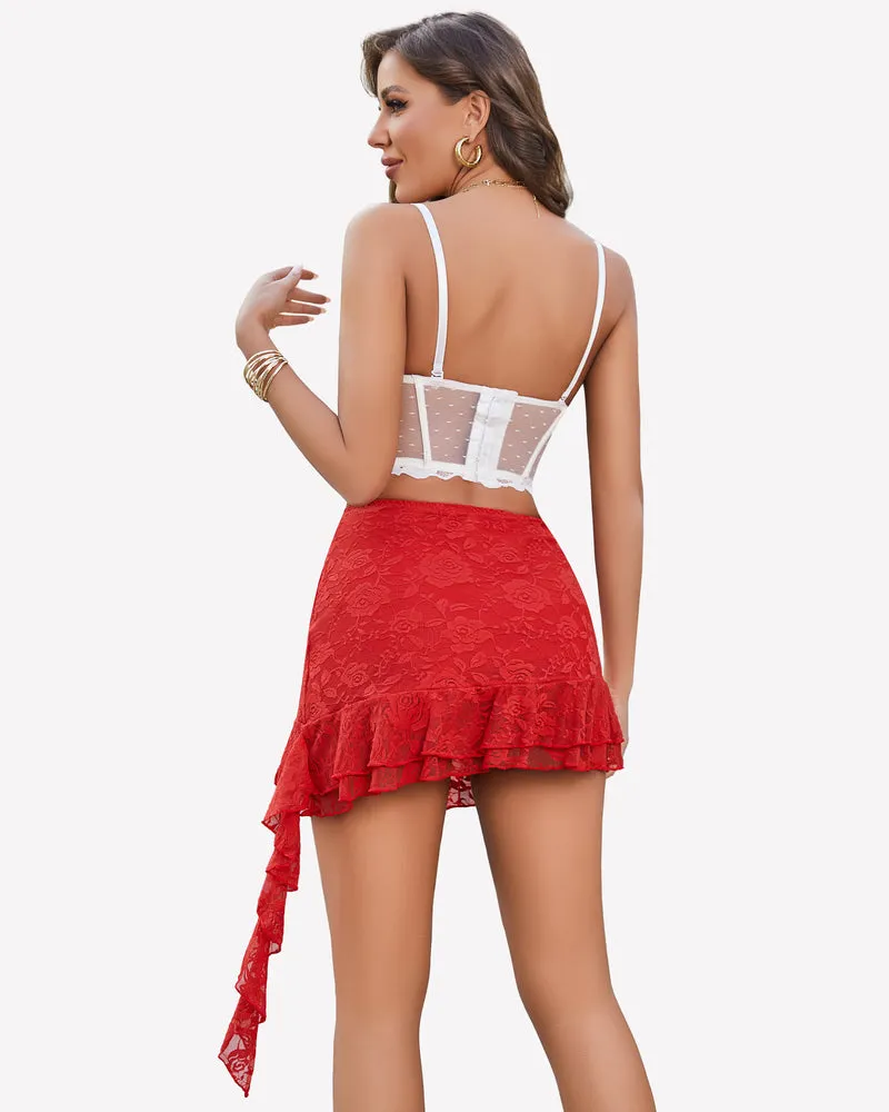 Mini Skirts Asymmetrical Ruffle Short Skirt