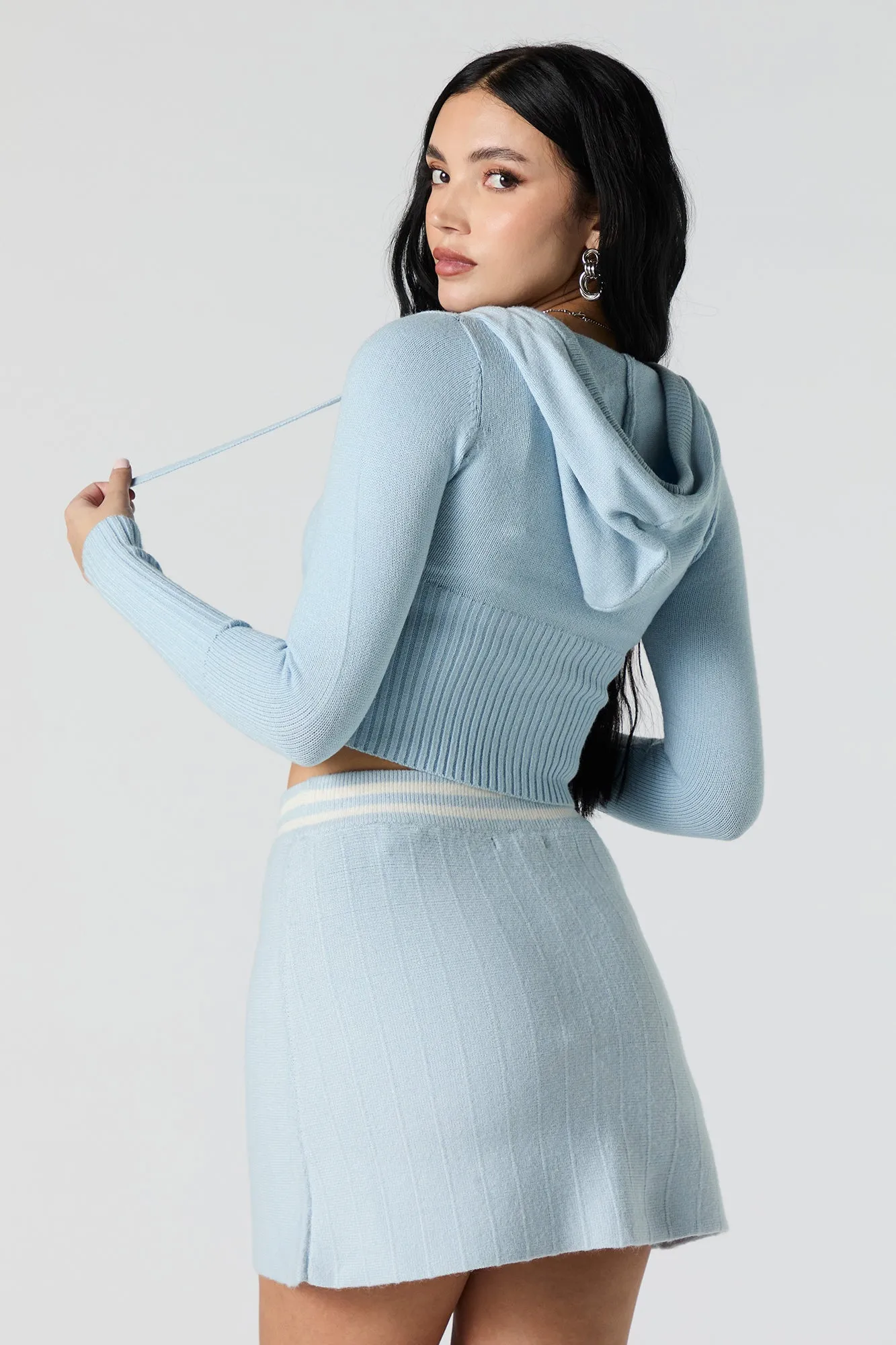 Minijupe en tricot avec taille rayée