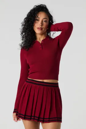 Minijupe plissée en tricot contrastant