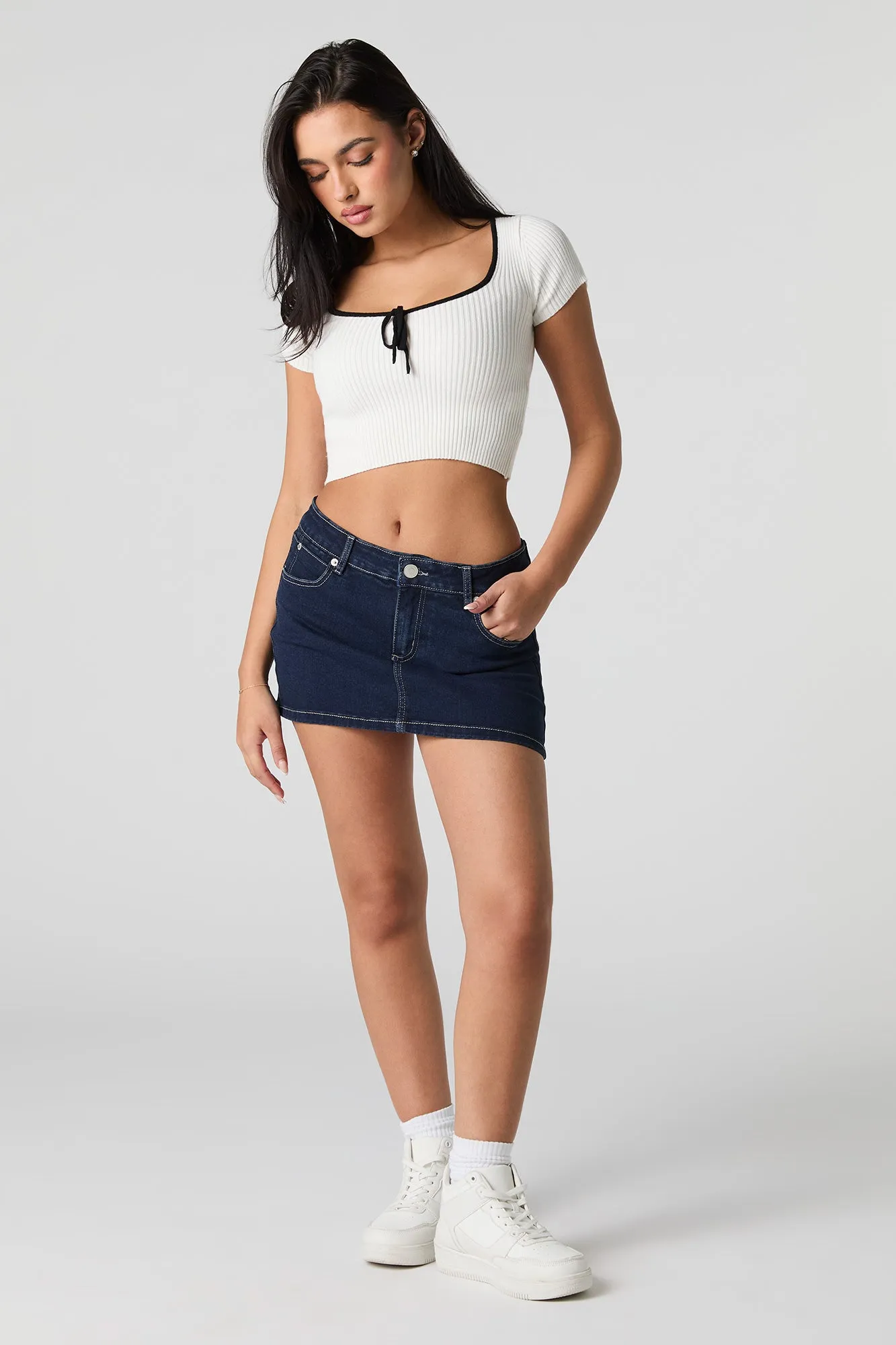 Minijupe-short en denim