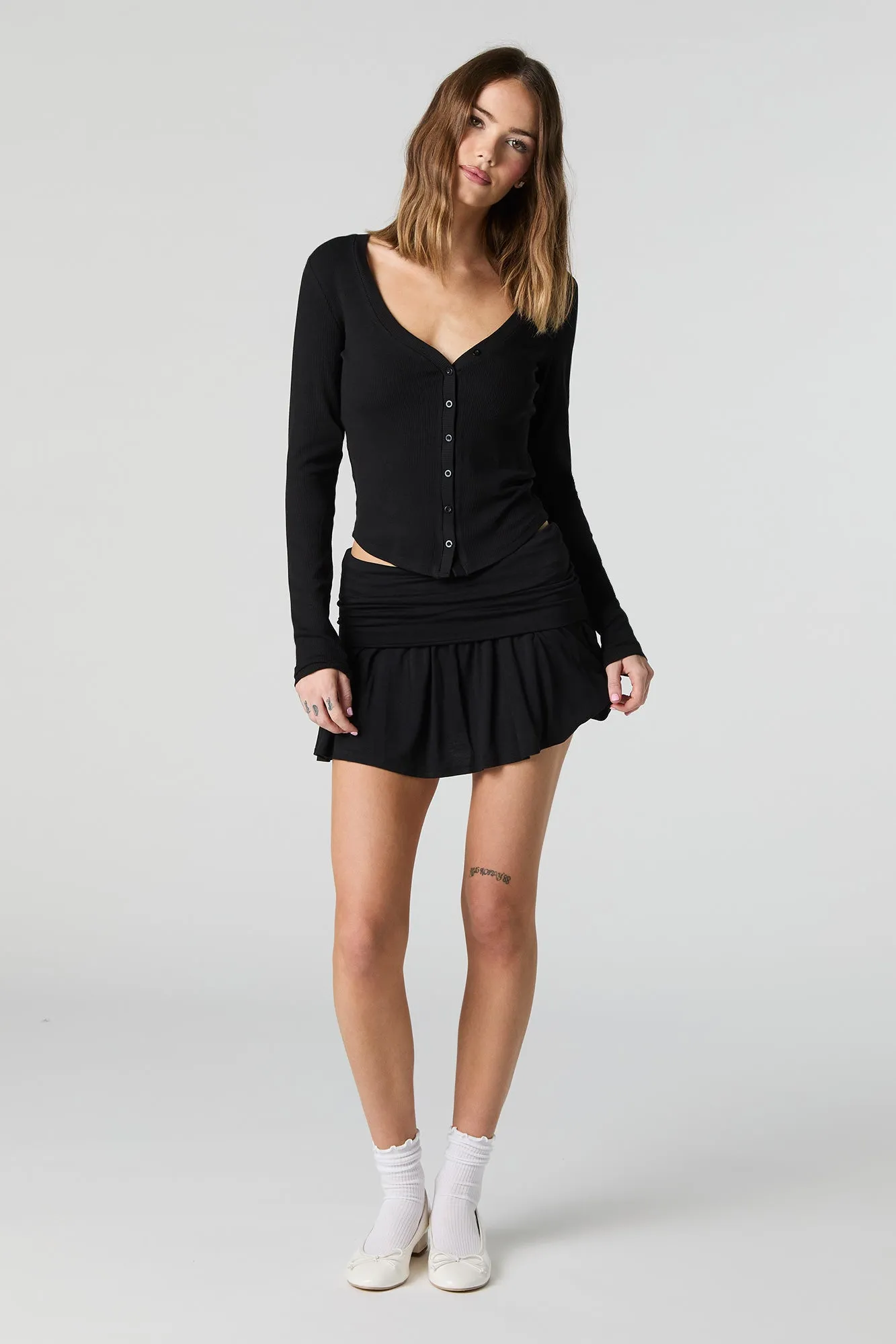 Minijupe-short en jersey à taille repliée