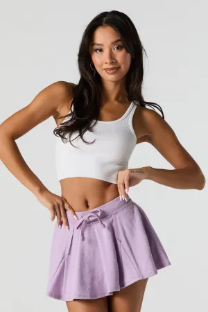Minijupe-short en molleton à taille coulissante