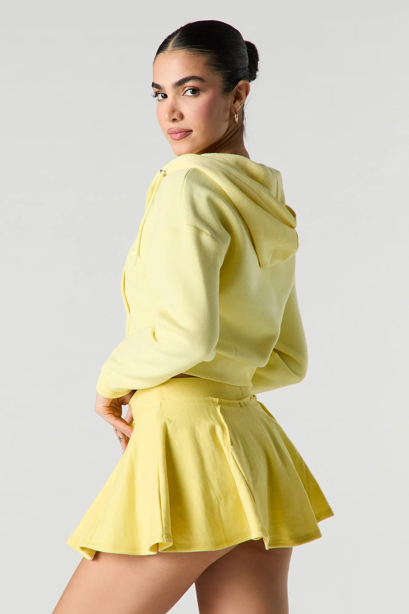 Minijupe-short en molleton à taille coulissante