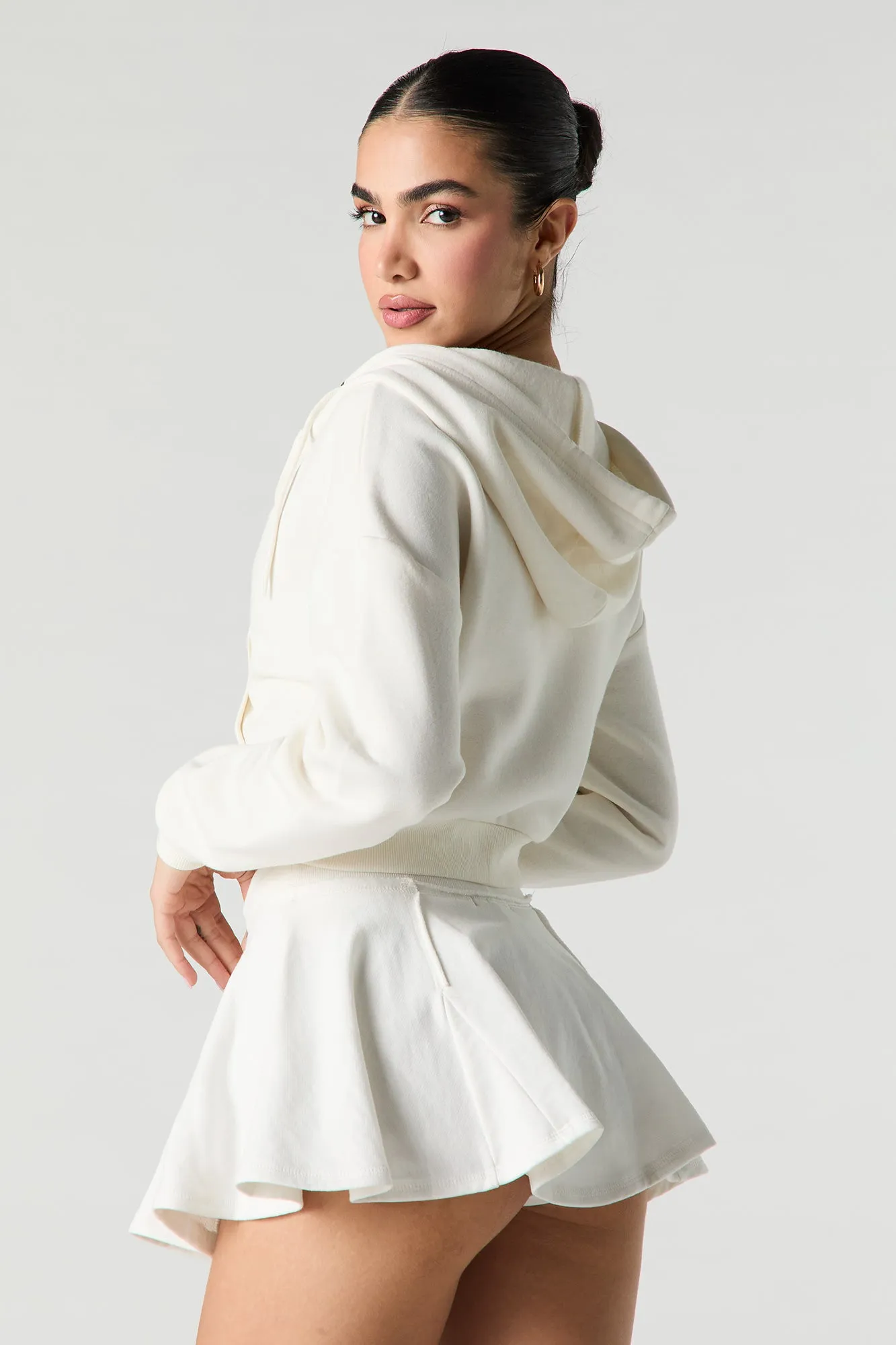 Minijupe-short en molleton à taille coulissante