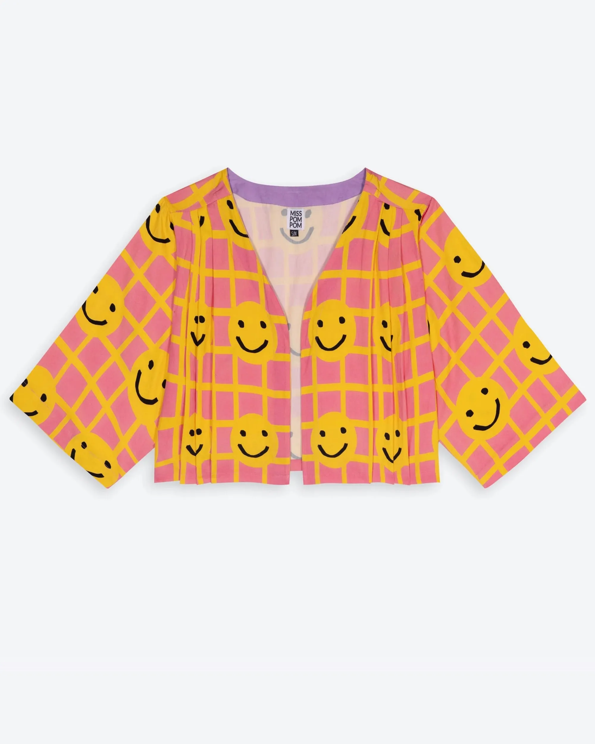 Miss Pompom Smiley Cropped Swing Jacket