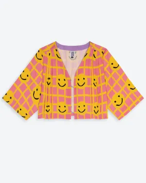 Miss Pompom Smiley Cropped Swing Jacket
