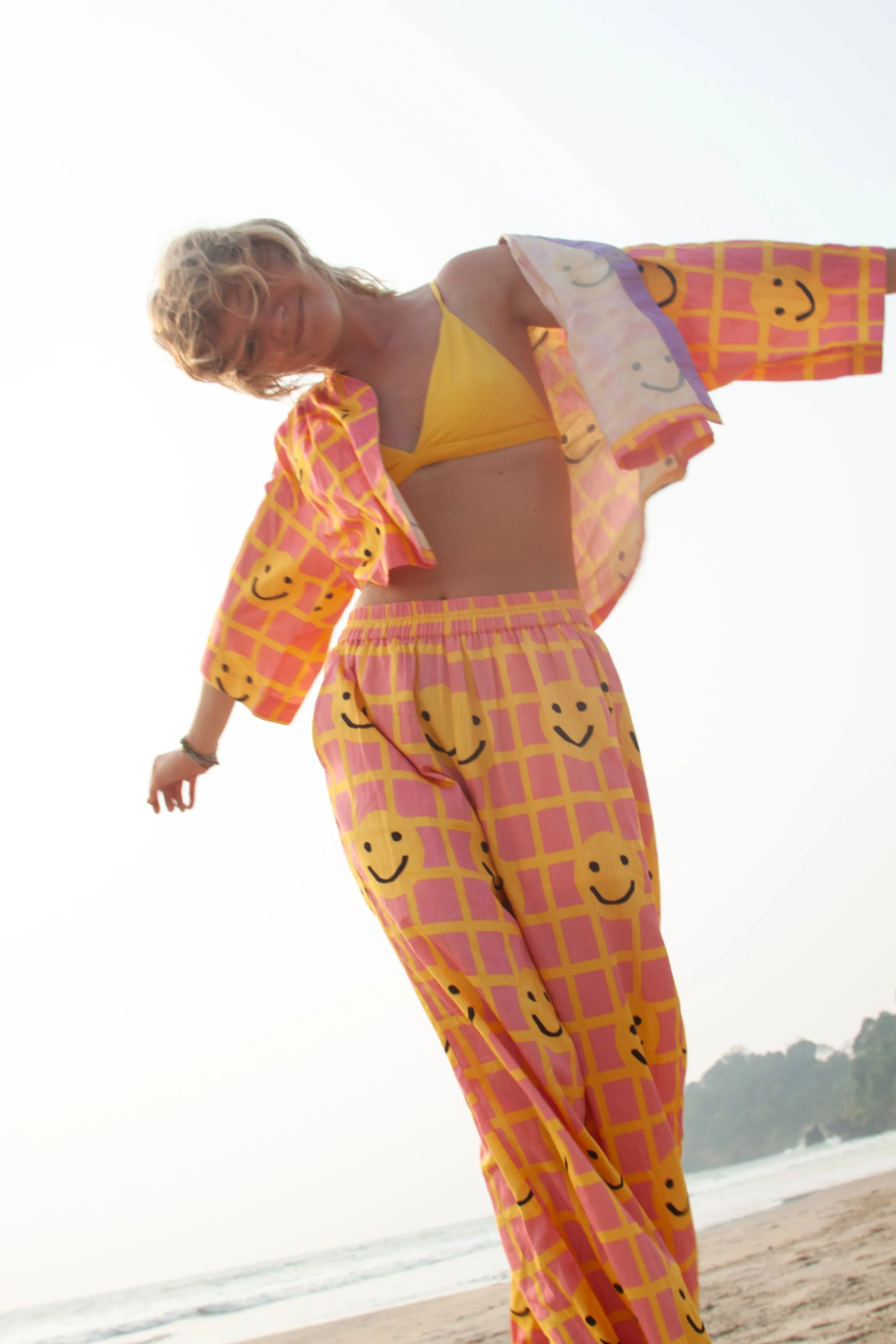 Miss Pompom Smiley Cropped Swing Jacket